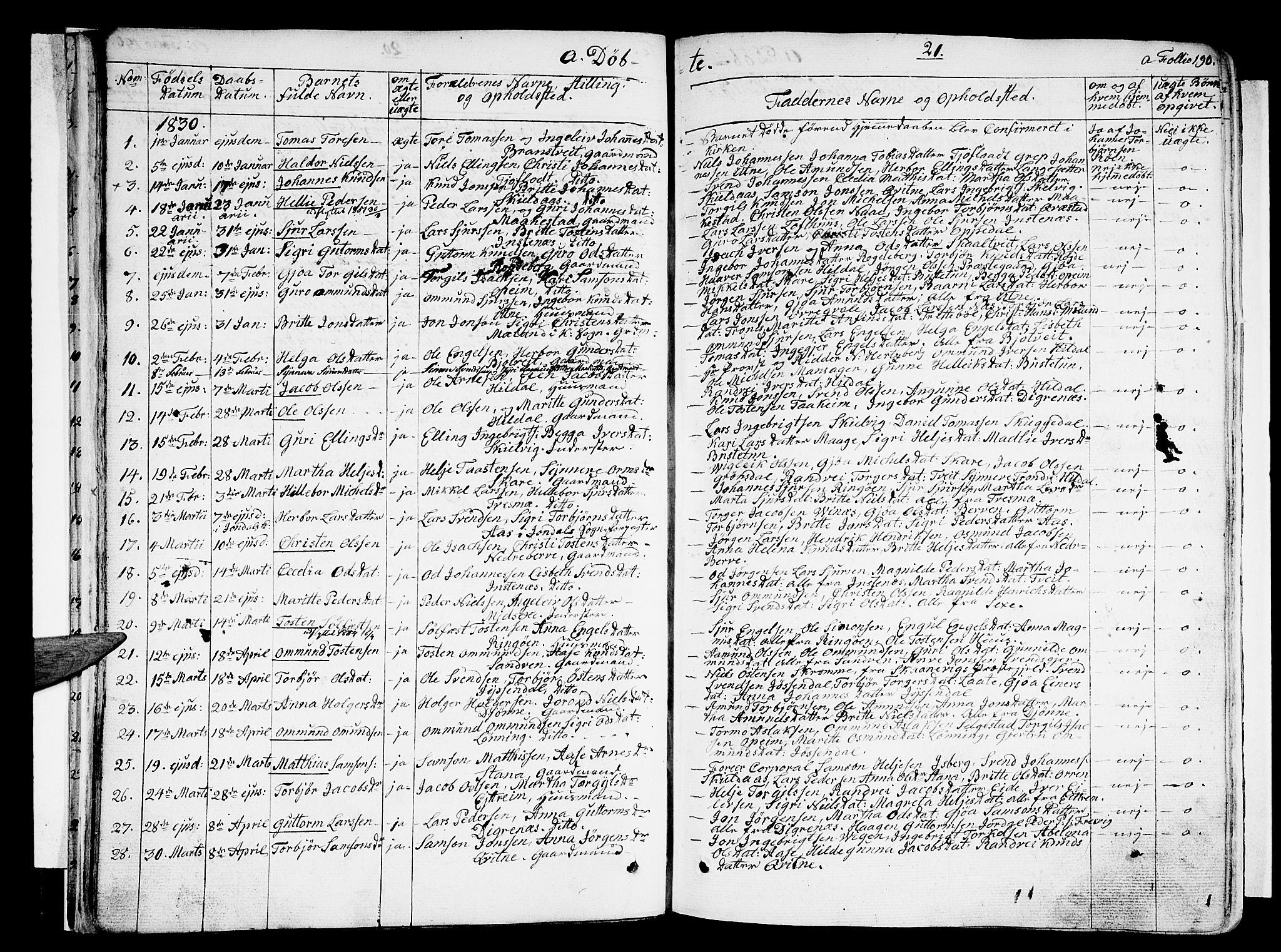Ullensvang sokneprestembete, SAB/A-78701/H/Haa: Parish register (official) no. A 10, 1825-1853, p. 21