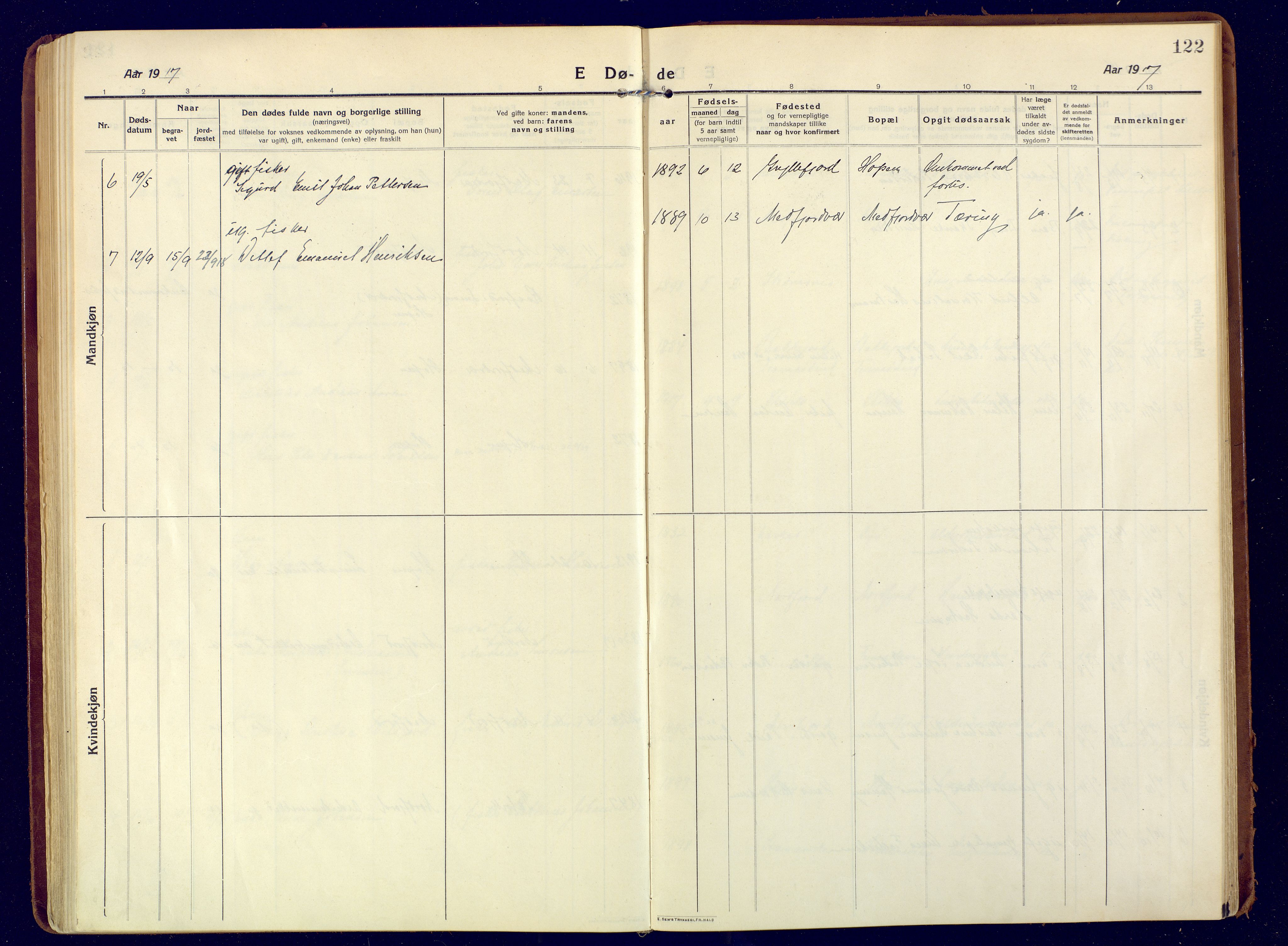Berg sokneprestkontor, SATØ/S-1318/G/Ga/Gaa: Parish register (official) no. 9, 1916-1928, p. 122