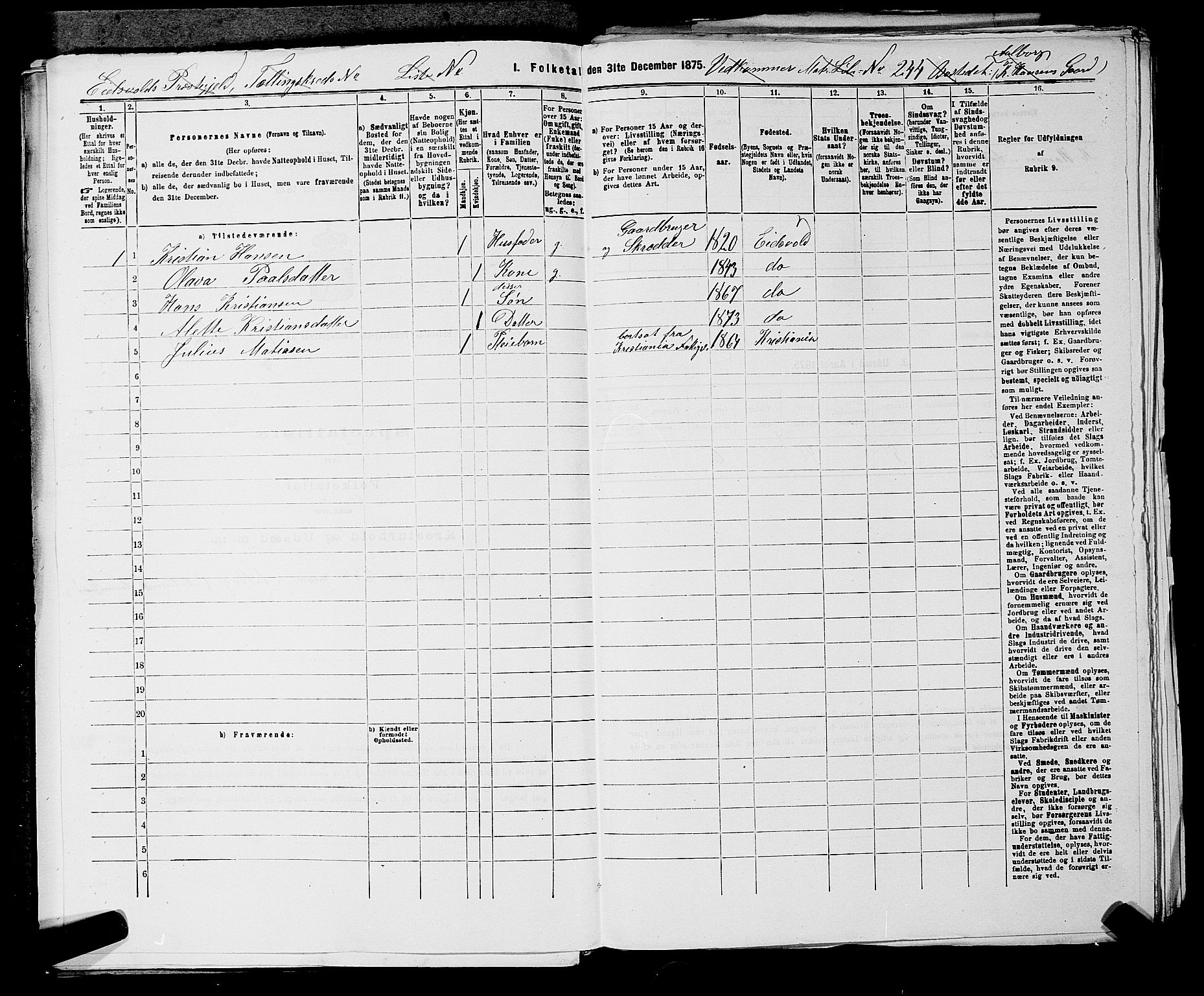 RA, 1875 census for 0237P Eidsvoll, 1875, p. 1526