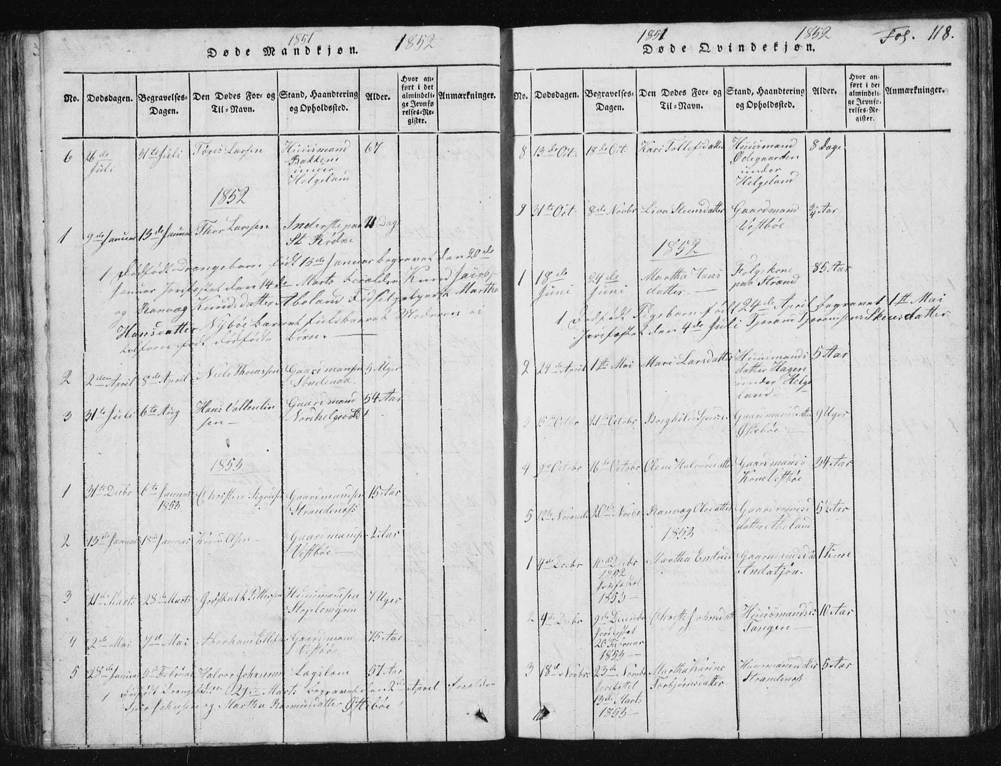 Vikedal sokneprestkontor, SAST/A-101840/01/V: Parish register (copy) no. B 2, 1816-1863, p. 118