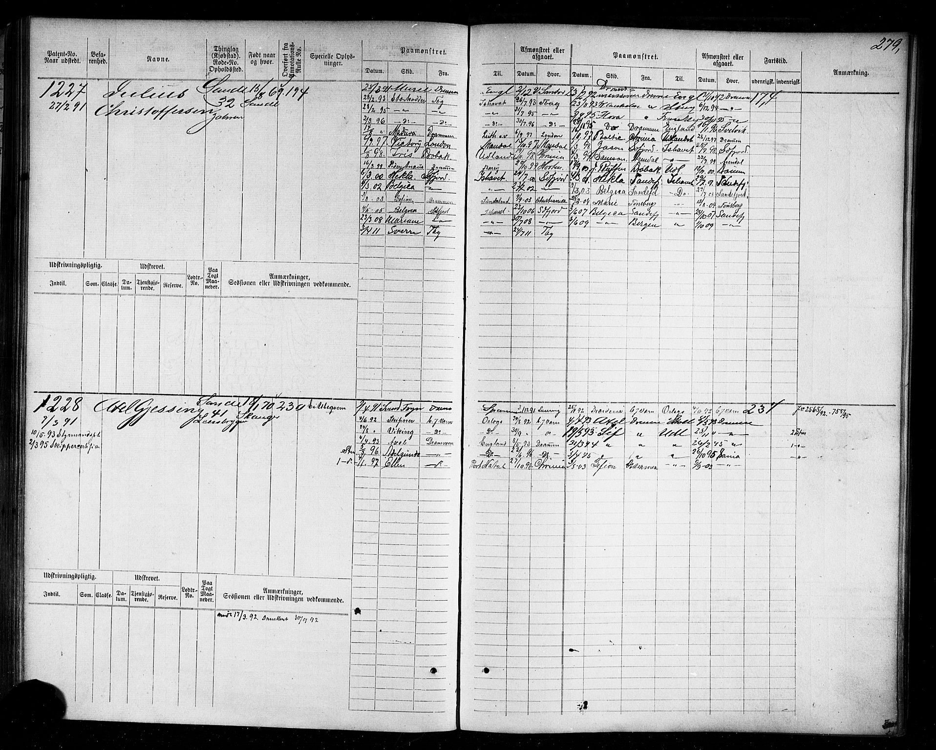 Holmestrand innrulleringskontor, AV/SAKO-A-1151/F/Fc/L0004: Hovedrulle, 1872-1913, p. 319