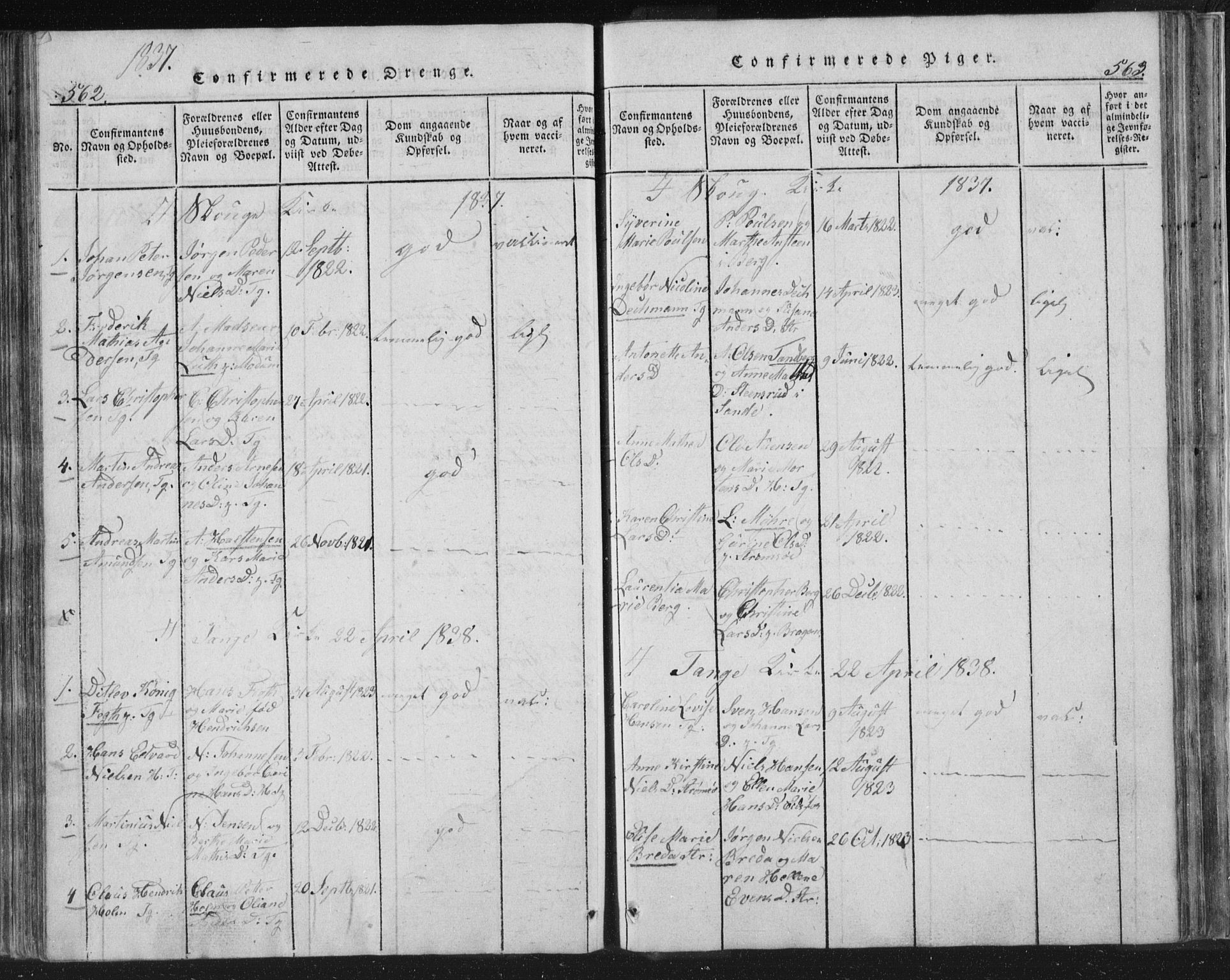 Strømsø kirkebøker, AV/SAKO-A-246/F/Fb/L0004: Parish register (official) no. II 4, 1814-1843, p. 562-563