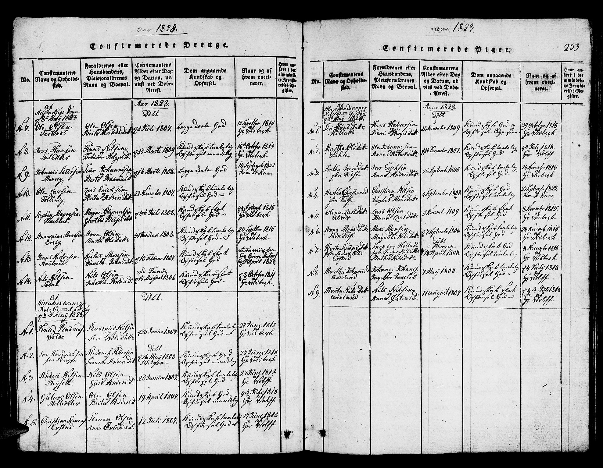 Hamre sokneprestembete, SAB/A-75501/H/Ha/Hab: Parish register (copy) no. A 1, 1816-1826, p. 253