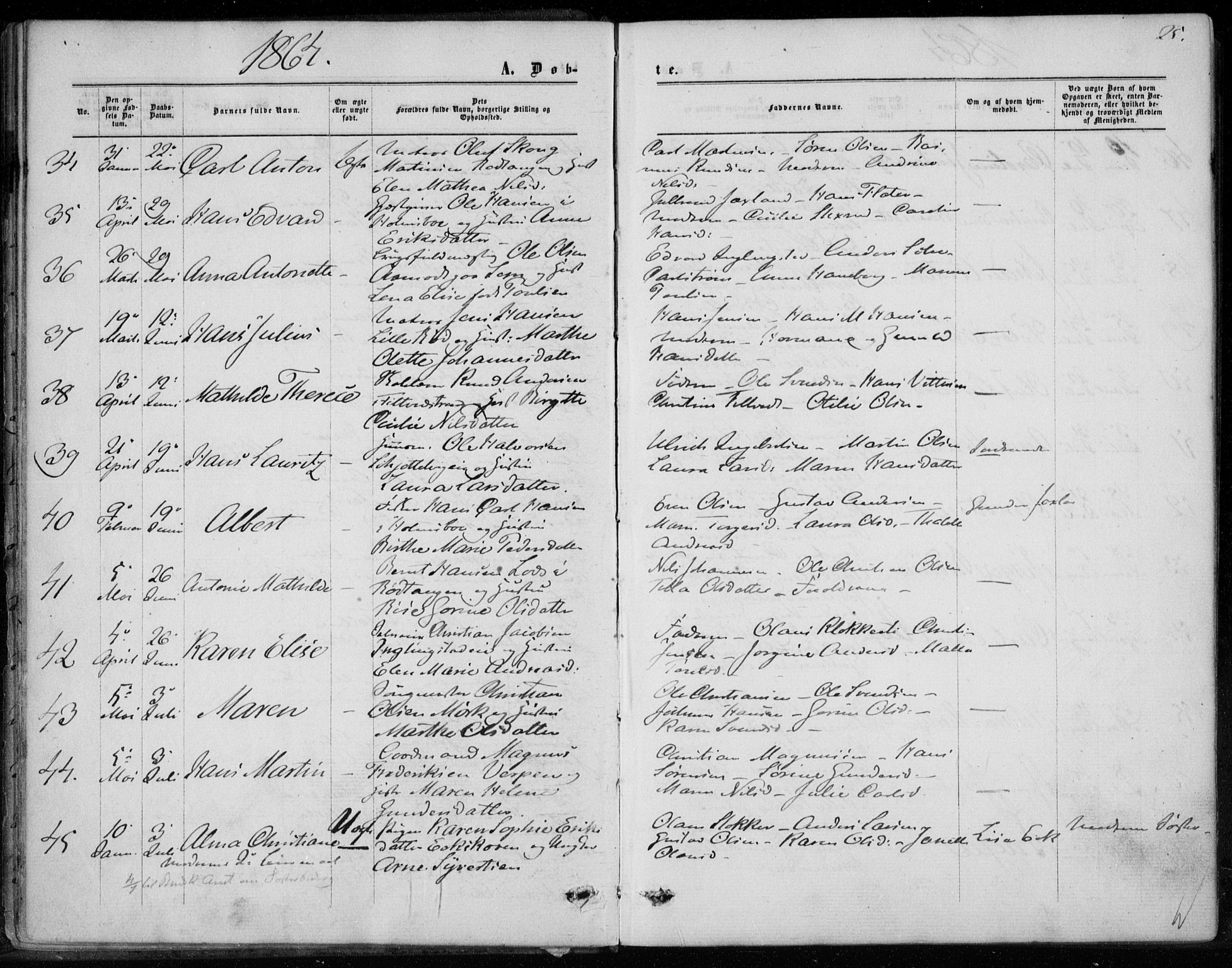 Hurum kirkebøker, SAKO/A-229/F/Fa/L0012: Parish register (official) no. 12, 1861-1875, p. 25