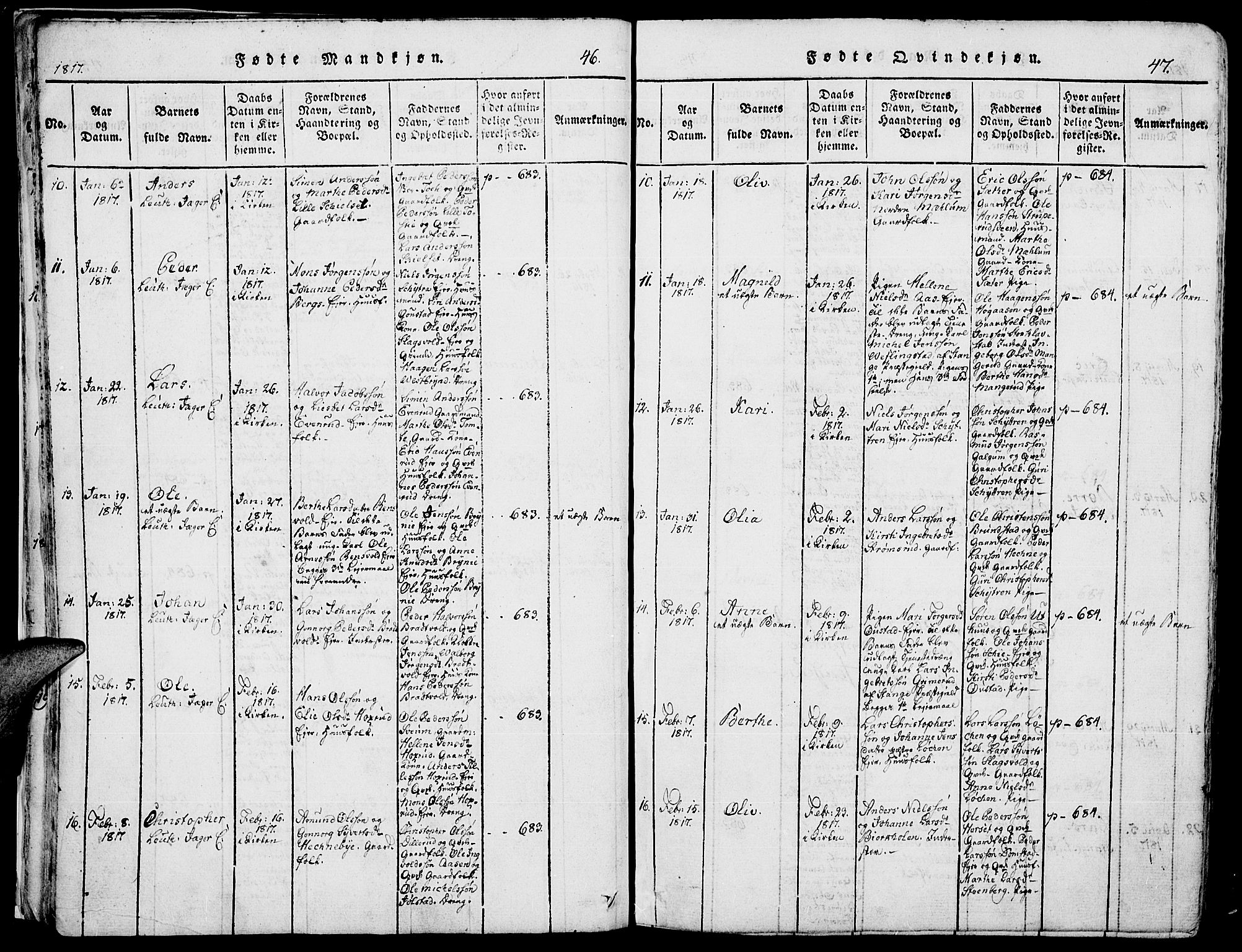 Romedal prestekontor, AV/SAH-PREST-004/K/L0002: Parish register (official) no. 2, 1814-1828, p. 46-47