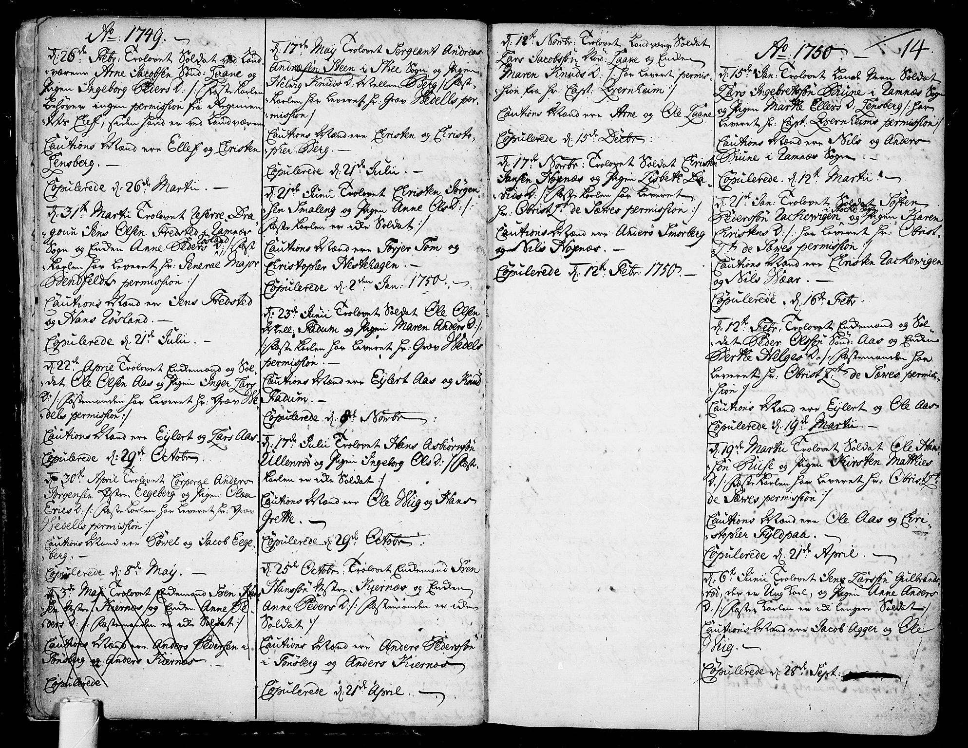 Sem kirkebøker, AV/SAKO-A-5/F/Fa/L0001: Parish register (official) no. I 1, 1702-1763, p. 14