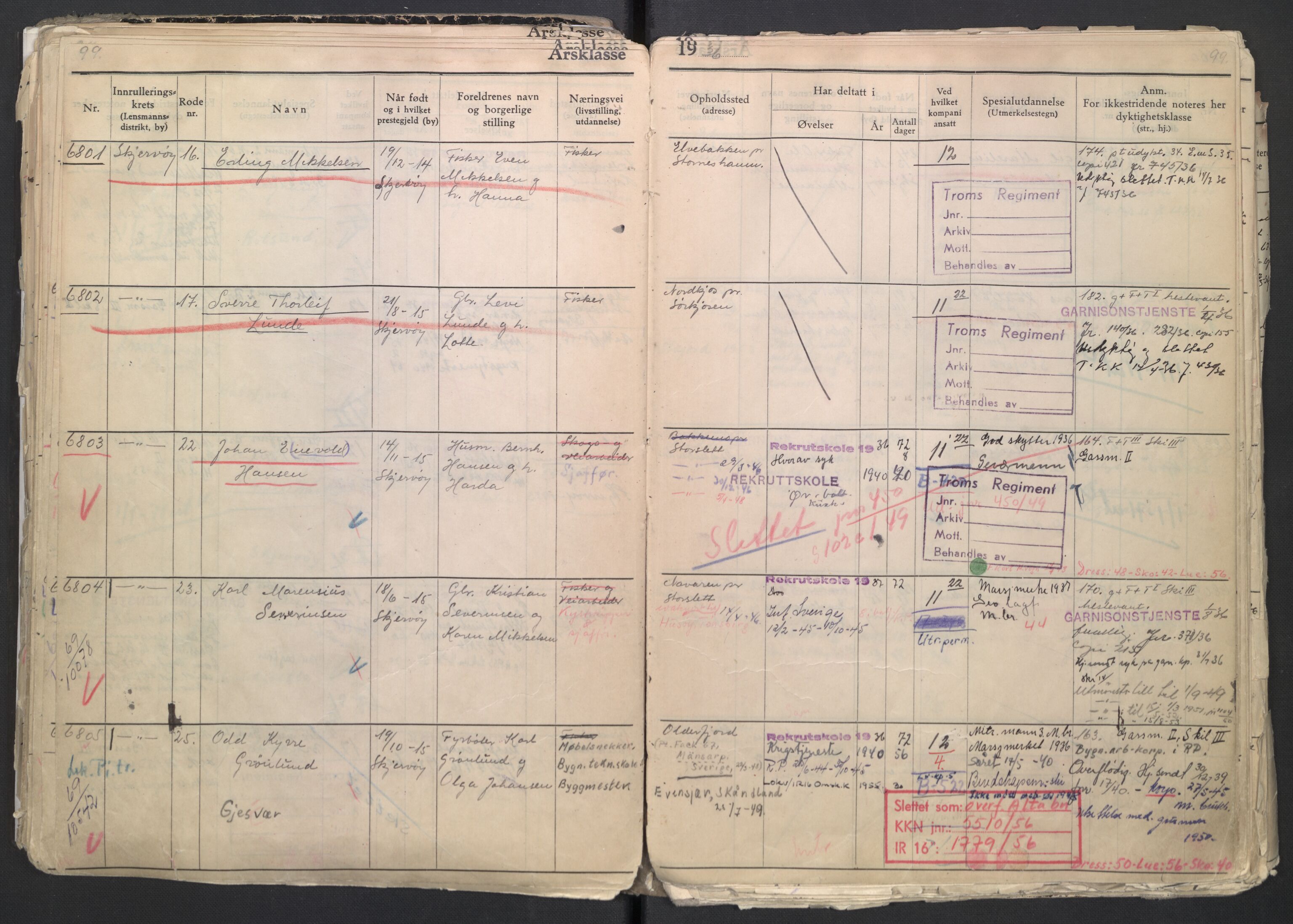 Forsvaret, Troms infanteriregiment nr. 16, AV/RA-RAFA-3146/P/Pa/L0007/0001: Ruller / Rulle for regimentets menige mannskaper, årsklasse 1936, 1936, p. 99