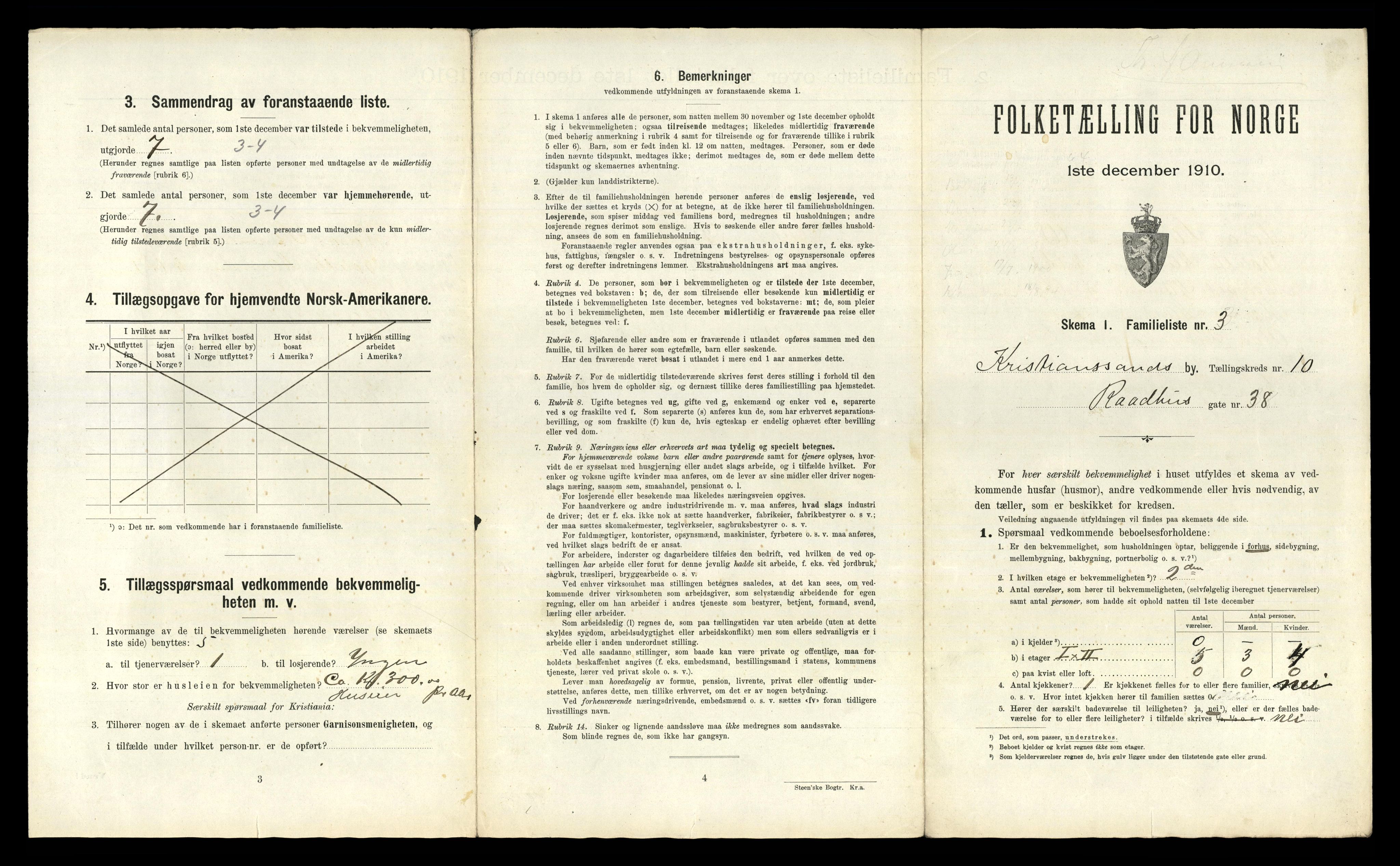 RA, 1910 census for Kristiansand, 1910, p. 2262