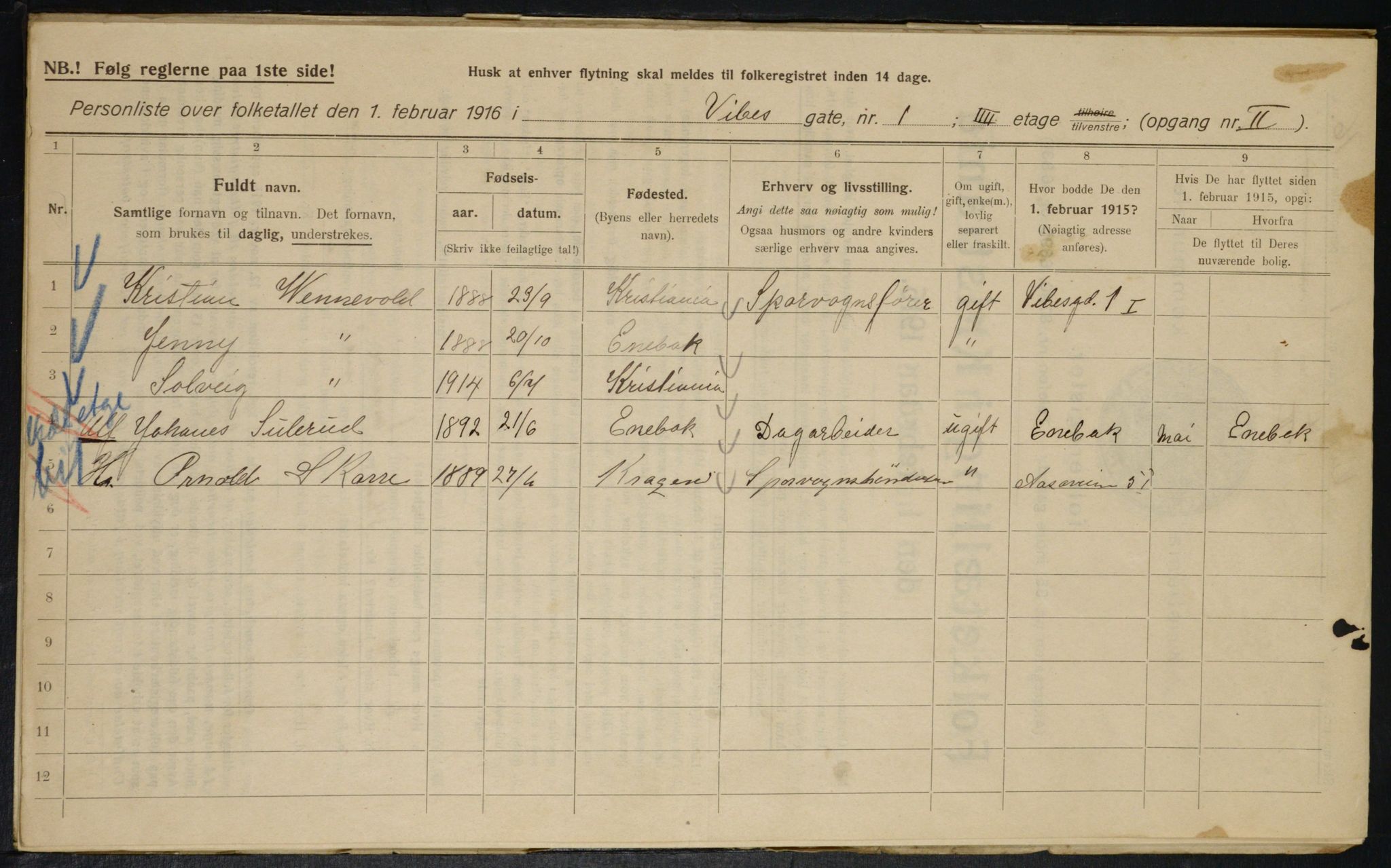 OBA, Municipal Census 1916 for Kristiania, 1916, p. 126298