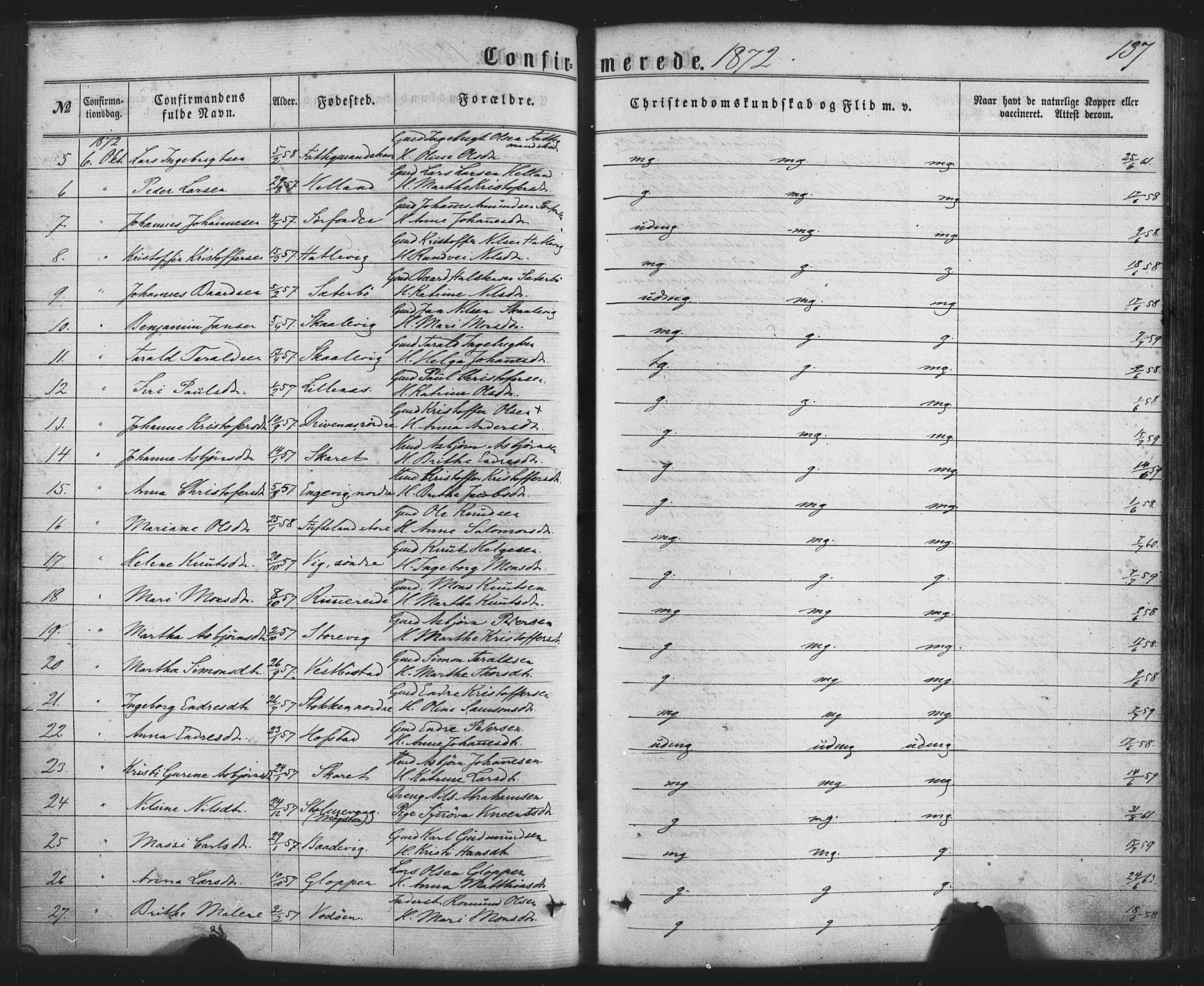 Fitjar sokneprestembete, SAB/A-99926: Parish register (official) no. A 1, 1862-1881, p. 137