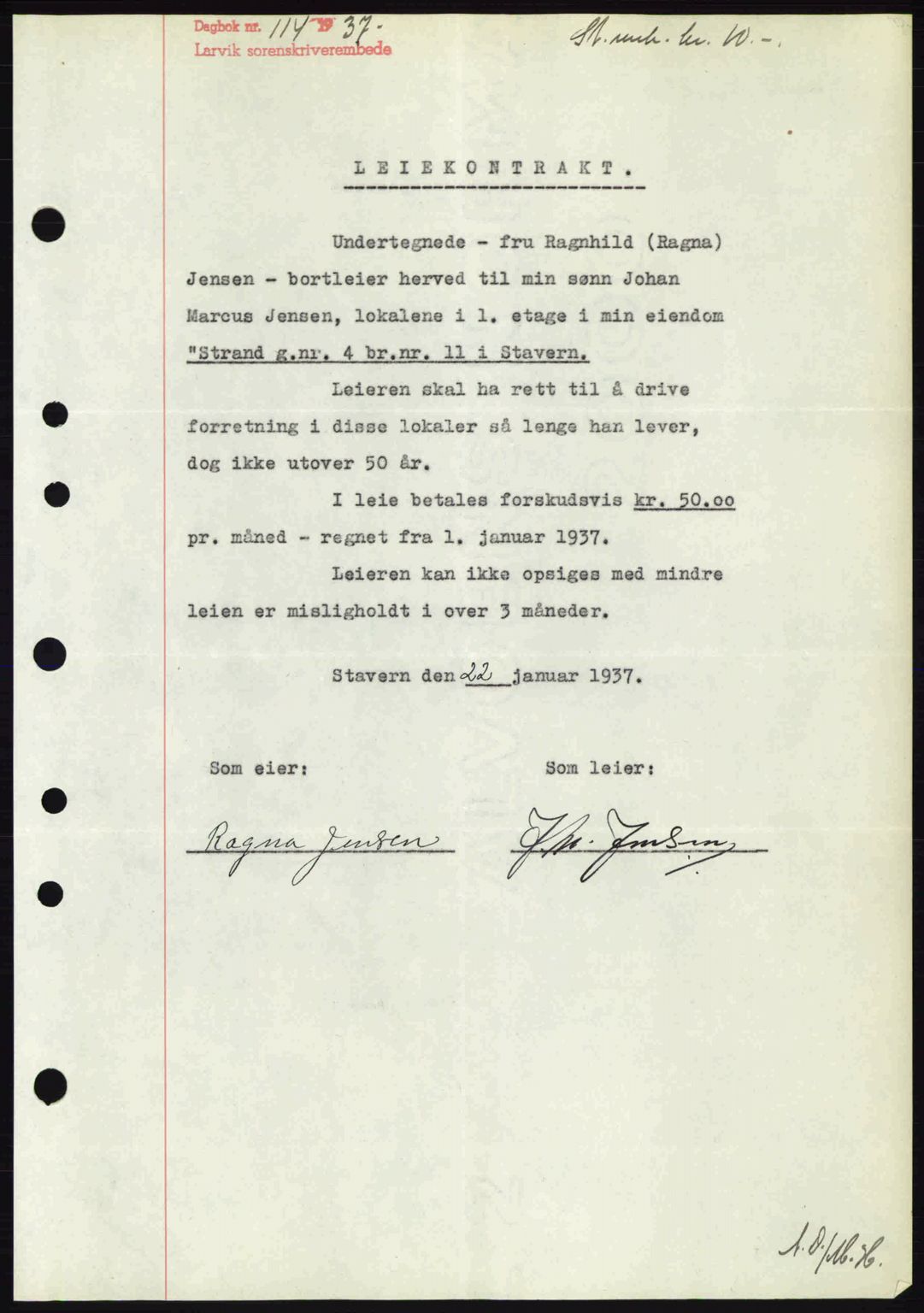 Larvik sorenskriveri, SAKO/A-83/G/Ga/Gab/L0067: Mortgage book no. A-1, 1936-1937, Diary no: : 114/1937