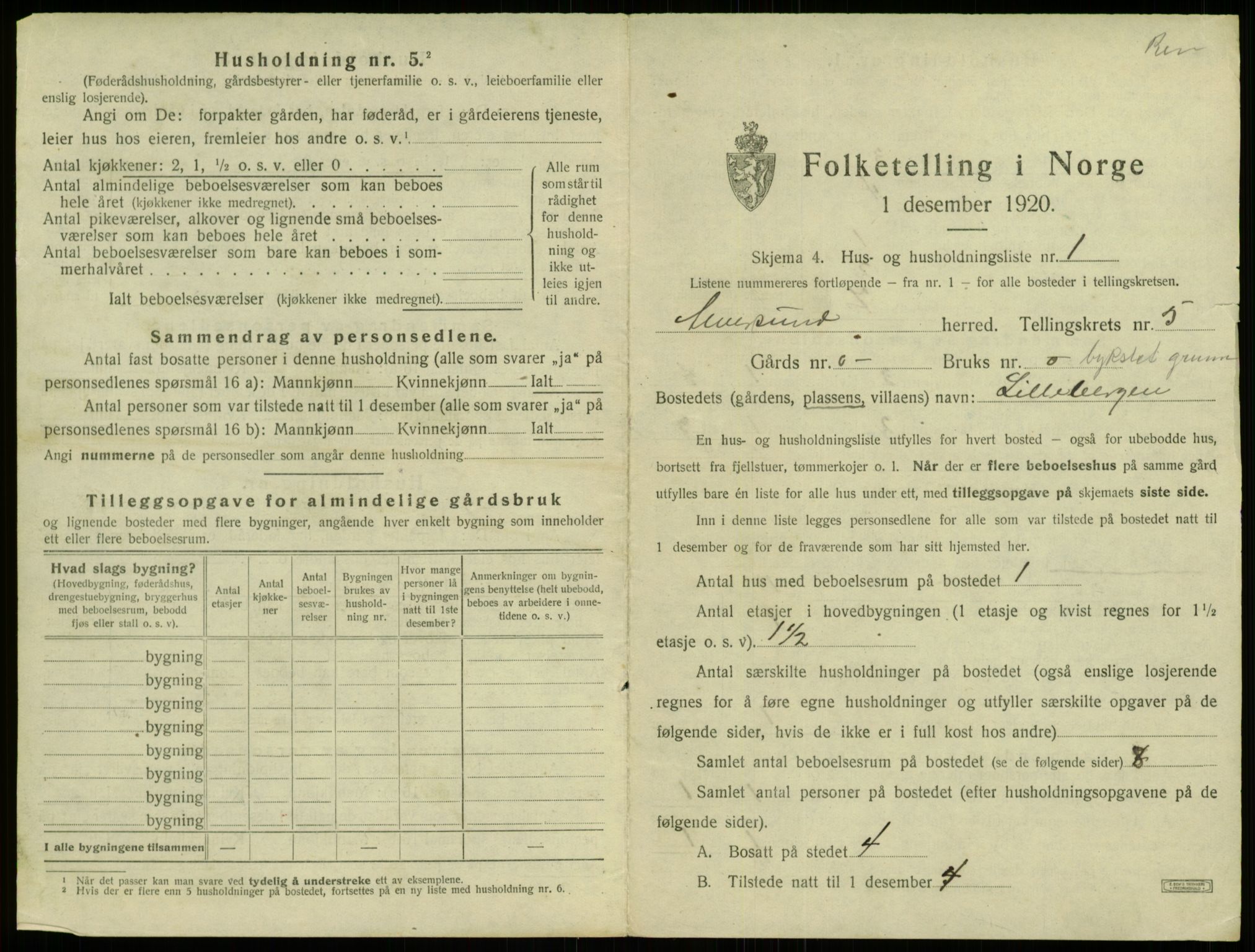 SAB, 1920 census for Alversund, 1920, p. 444