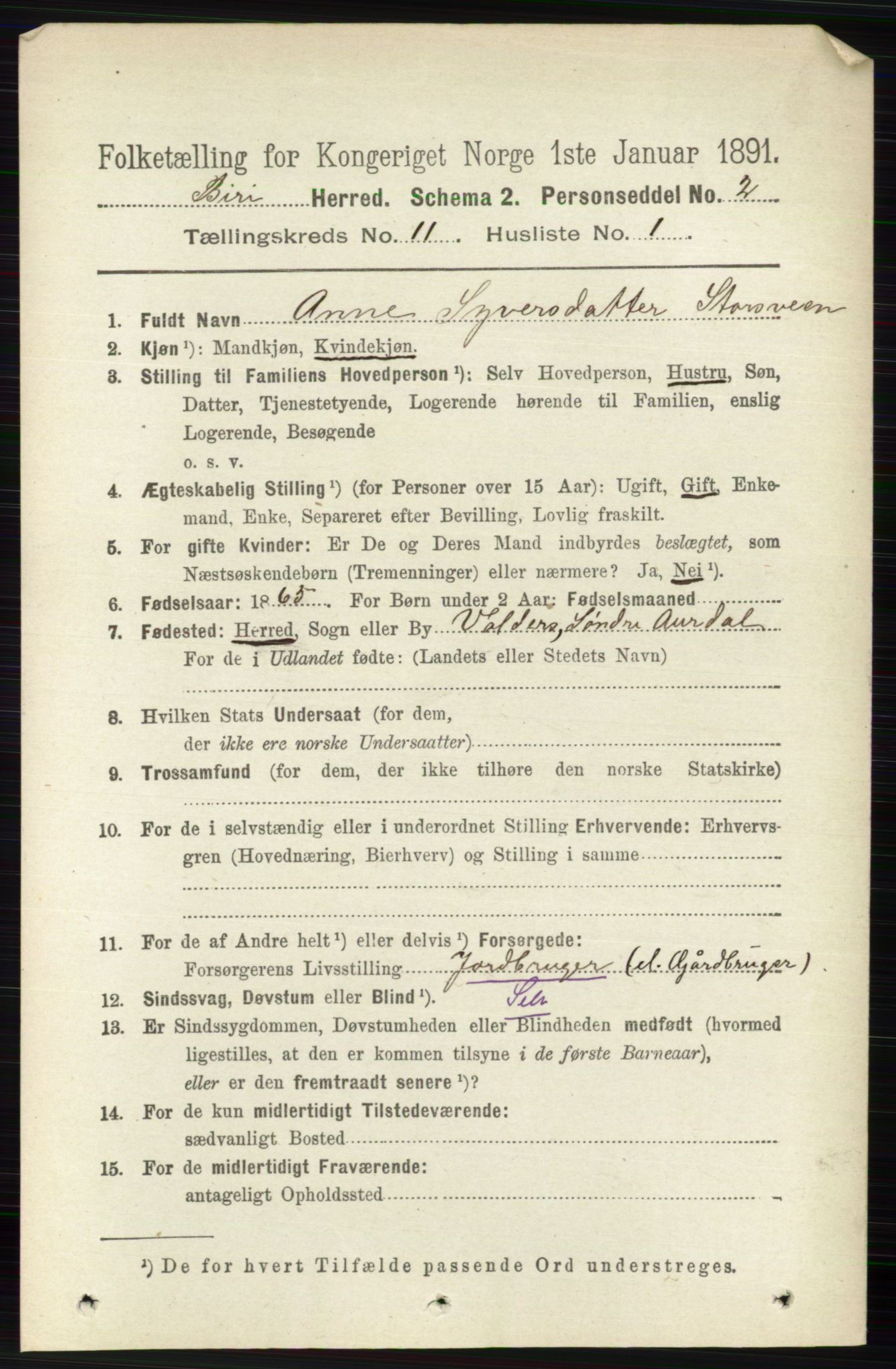 RA, 1891 census for 0525 Biri, 1891, p. 4364