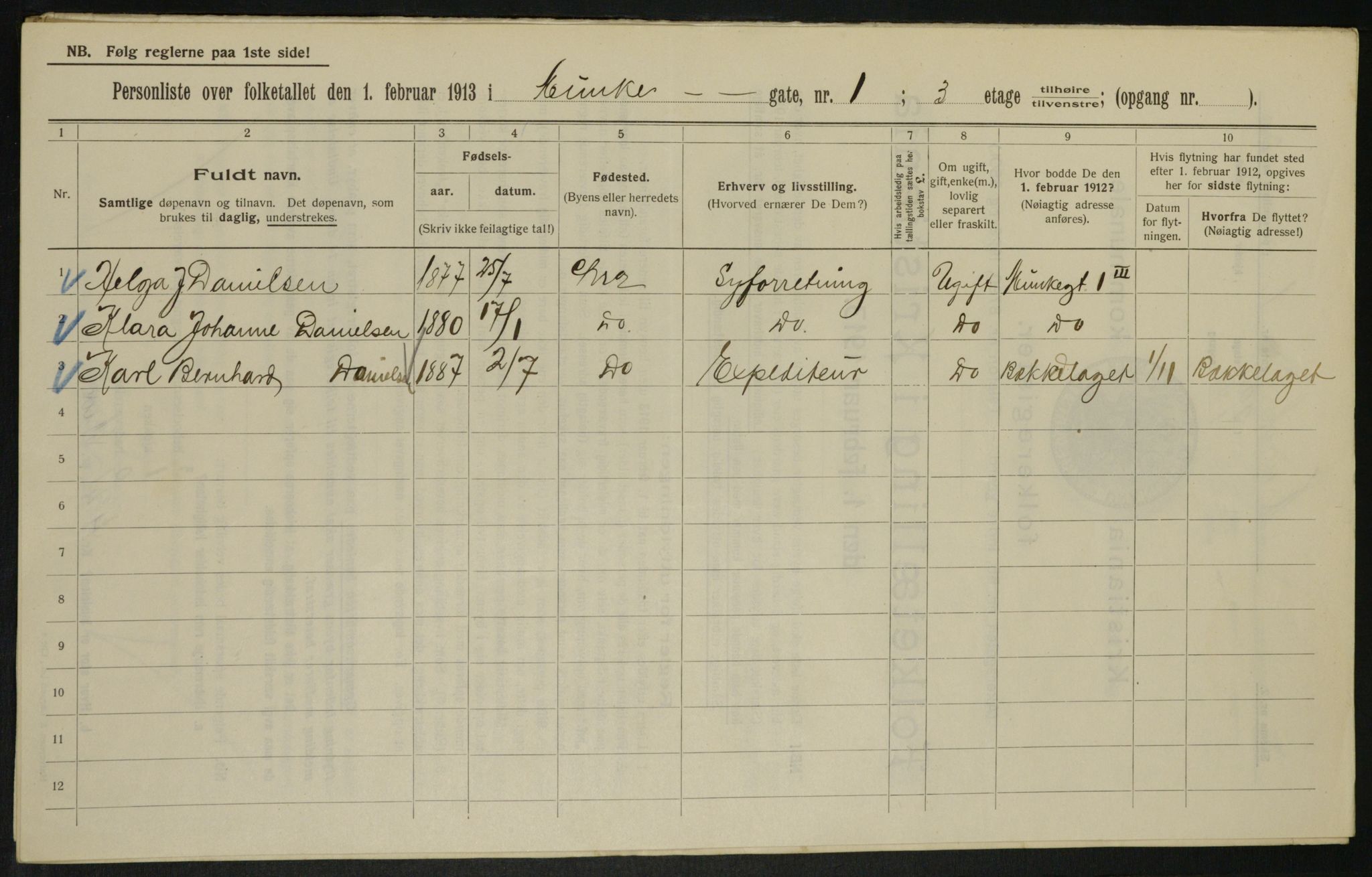 OBA, Municipal Census 1913 for Kristiania, 1913, p. 67894