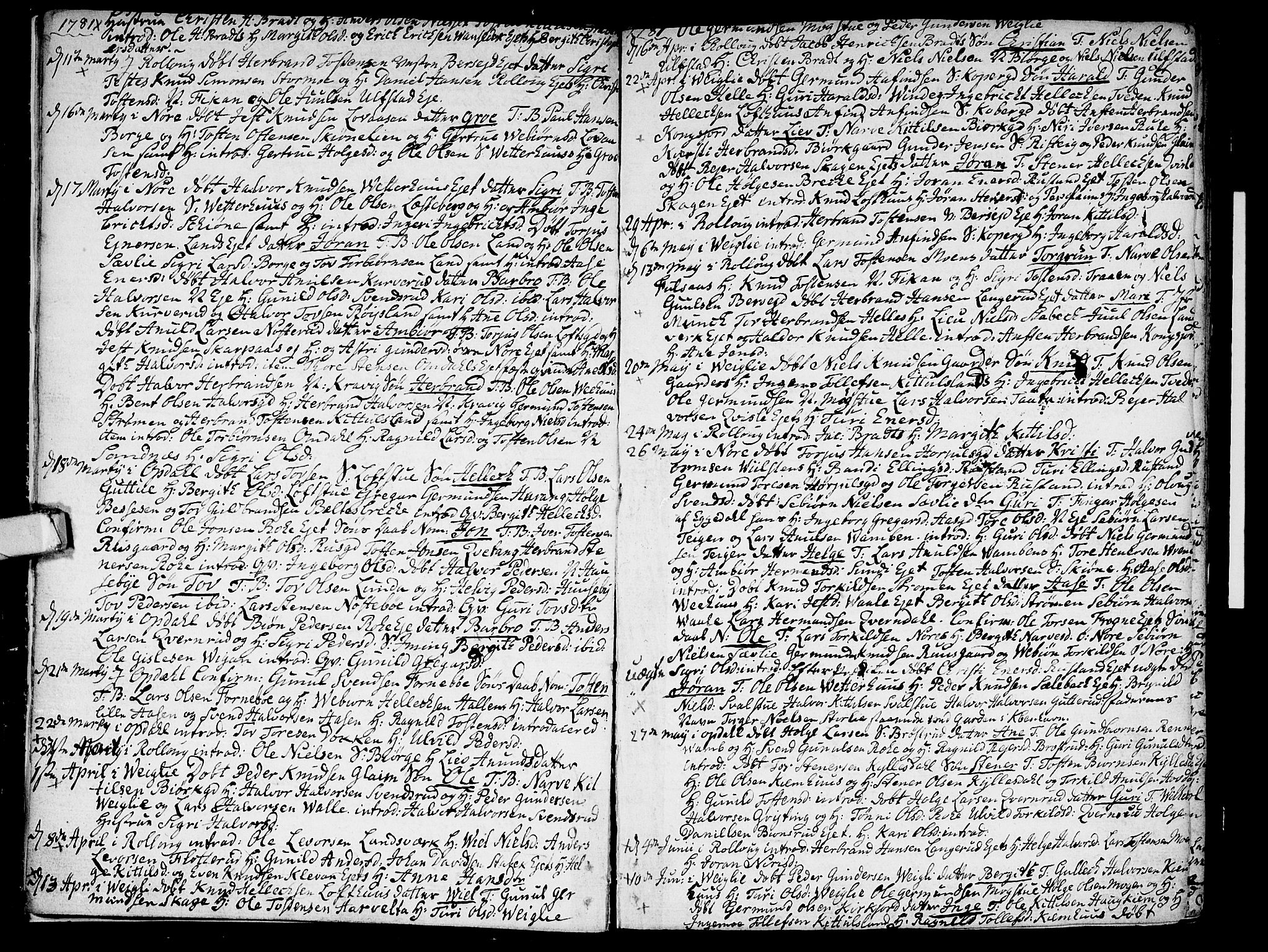 Rollag kirkebøker, AV/SAKO-A-240/F/Fa/L0004: Parish register (official) no. I 4, 1778-1792, p. 8