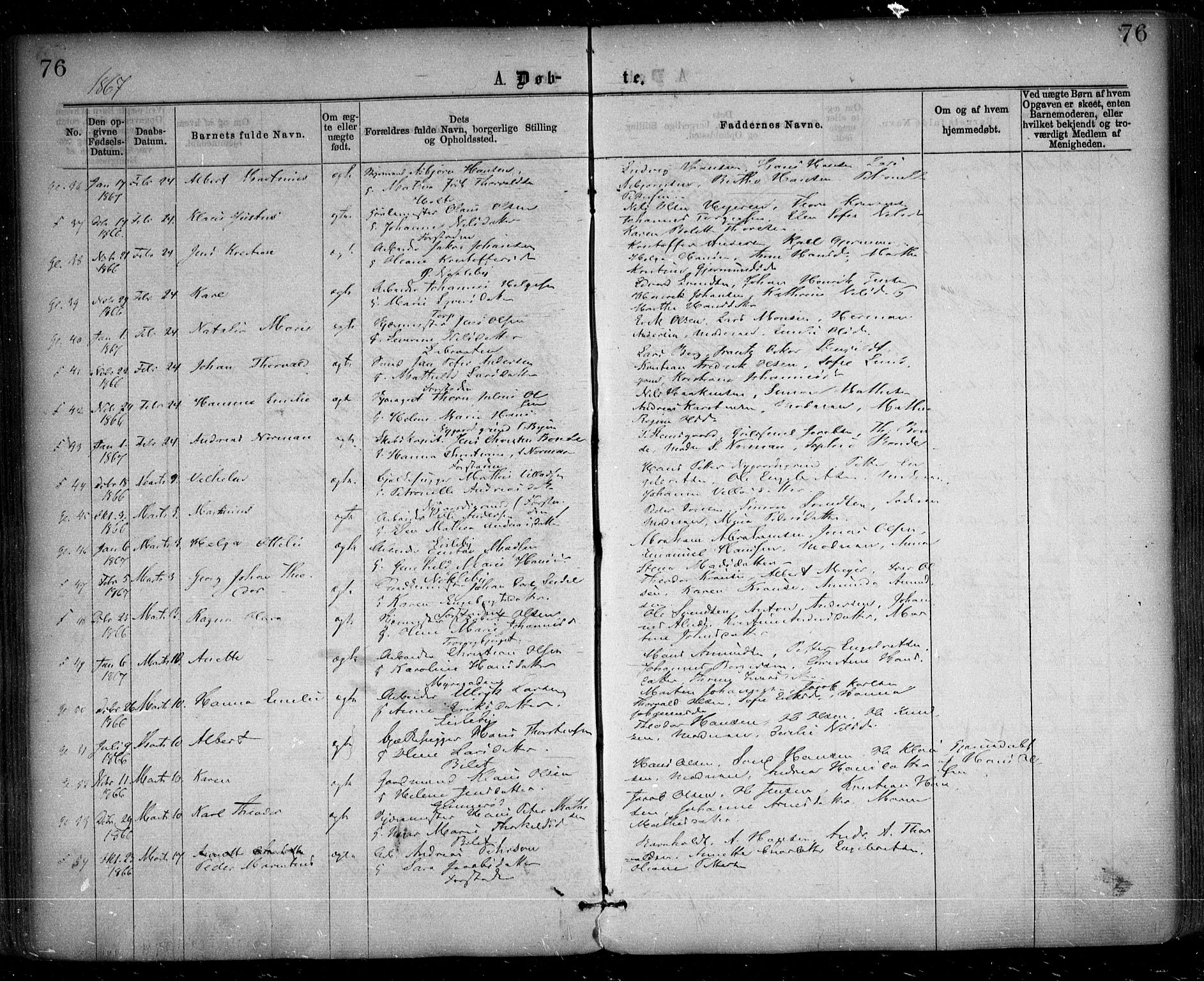 Glemmen prestekontor Kirkebøker, AV/SAO-A-10908/F/Fa/L0008: Parish register (official) no. 8, 1862-1871, p. 76