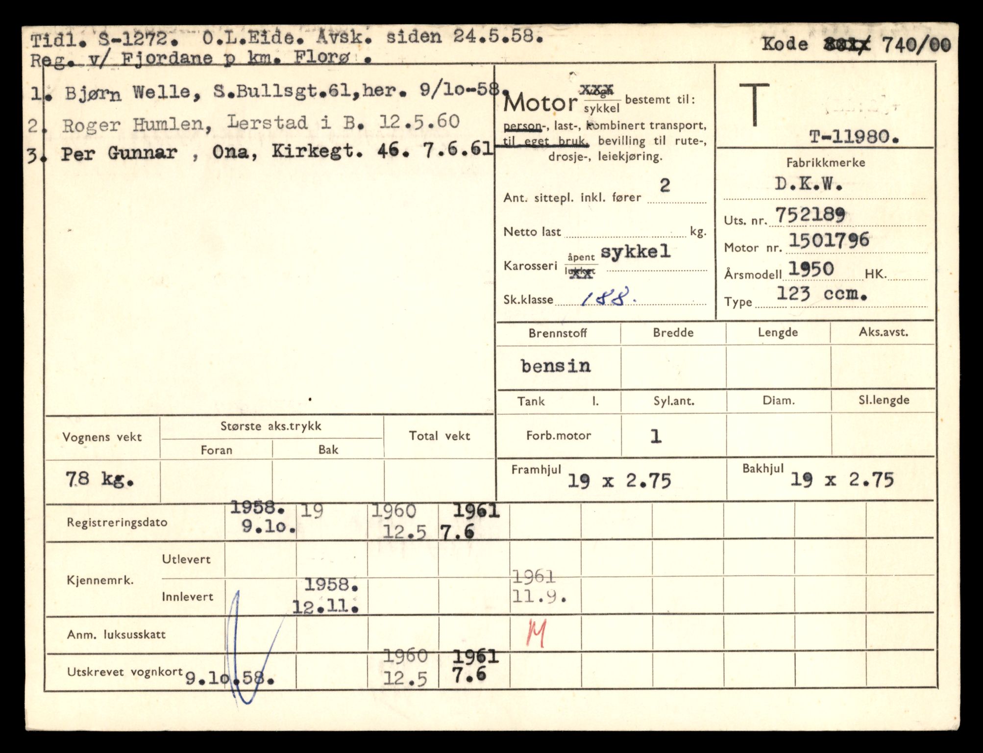 Møre og Romsdal vegkontor - Ålesund trafikkstasjon, AV/SAT-A-4099/F/Fe/L0031: Registreringskort for kjøretøy T 11800 - T 11996, 1927-1998, p. 3116