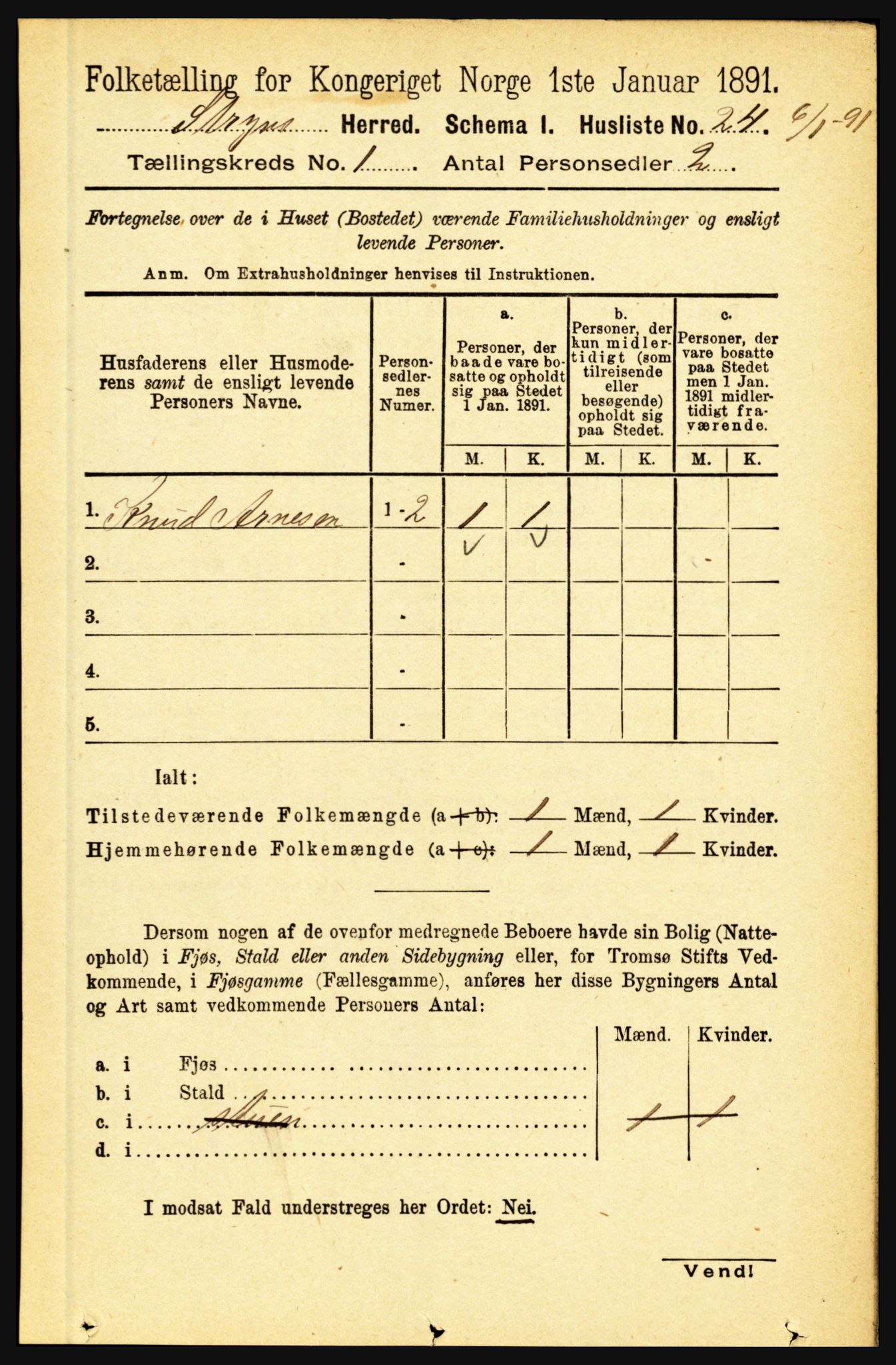 RA, 1891 census for 1448 Stryn, 1891, p. 52