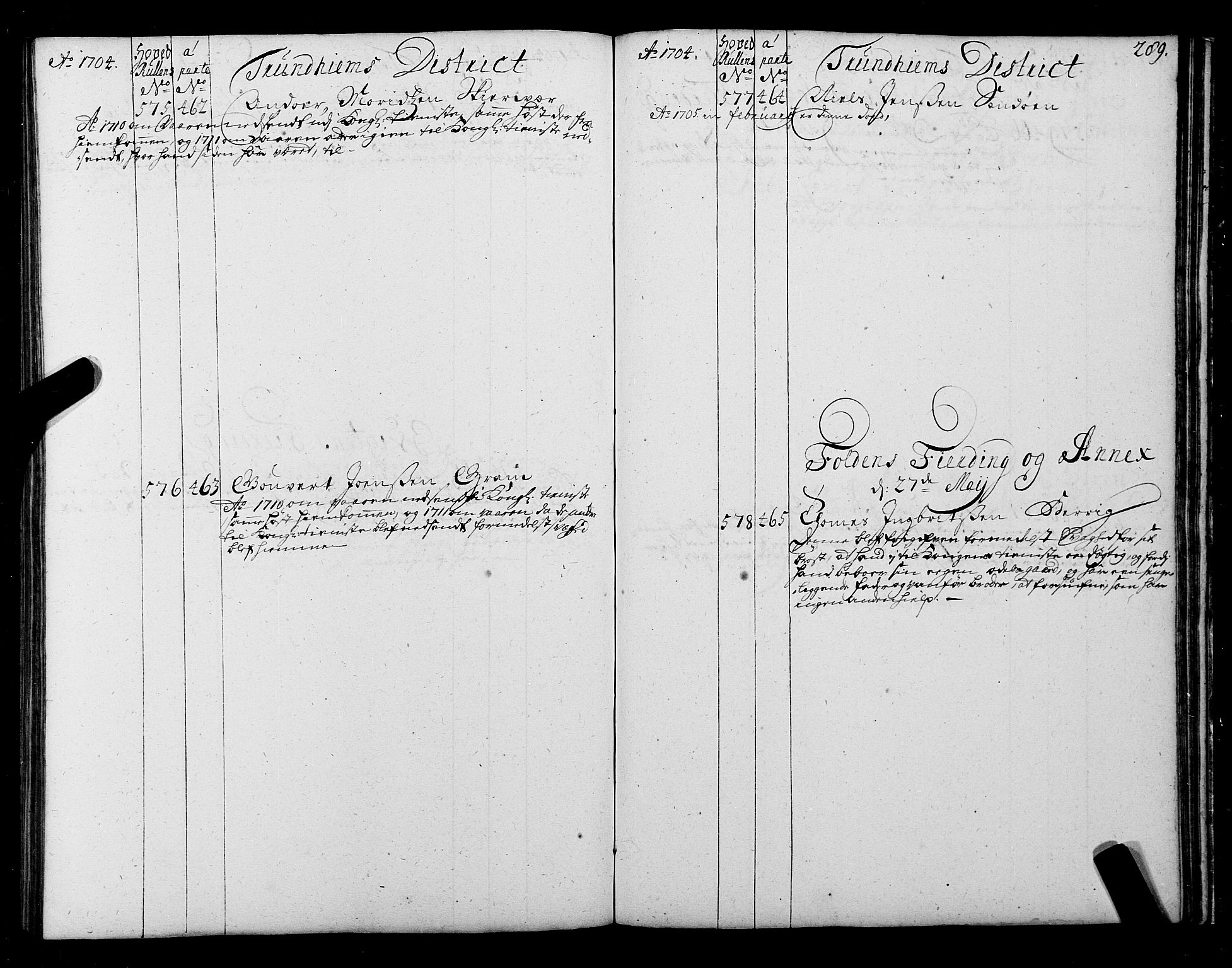 Sjøinnrulleringen - Trondhjemske distrikt, AV/SAT-A-5121/01/L0004: Ruller over sjøfolk i Trondhjem by, 1704-1710, p. 289