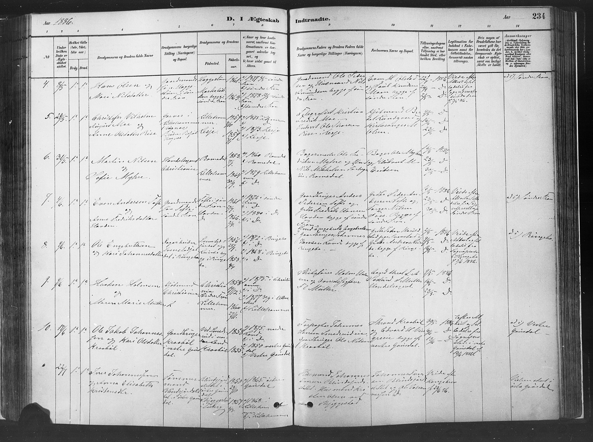 Fåberg prestekontor, SAH/PREST-086/H/Ha/Haa/L0010: Parish register (official) no. 10, 1879-1900, p. 234