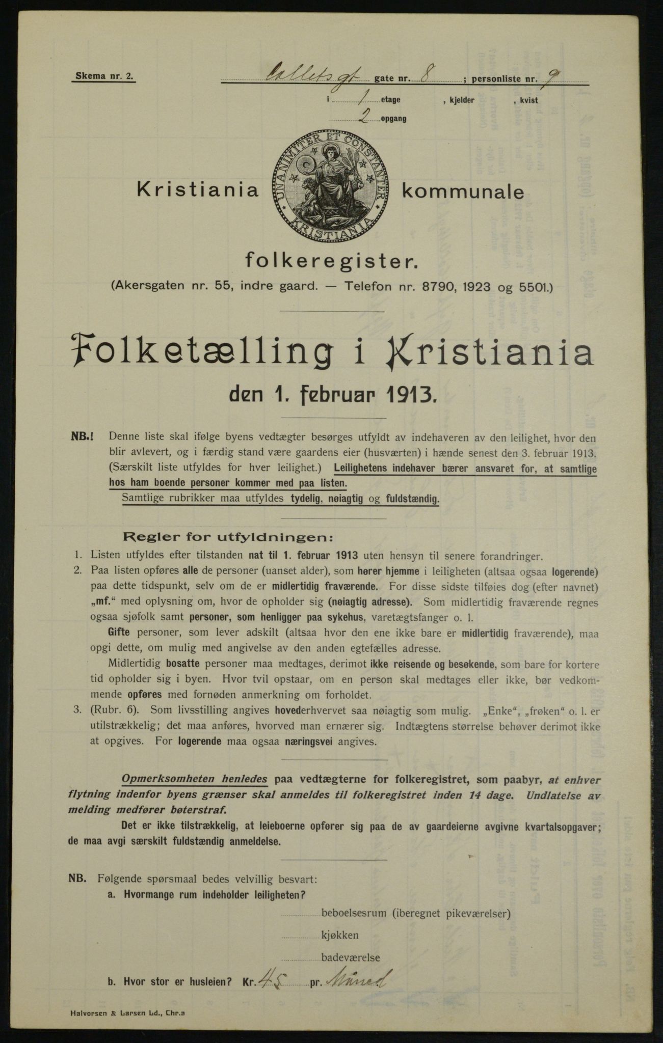 OBA, Municipal Census 1913 for Kristiania, 1913, p. 13102