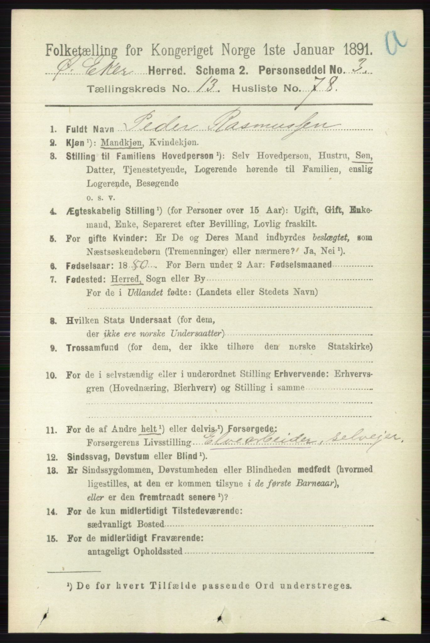 RA, 1891 census for 0624 Øvre Eiker, 1891, p. 6294