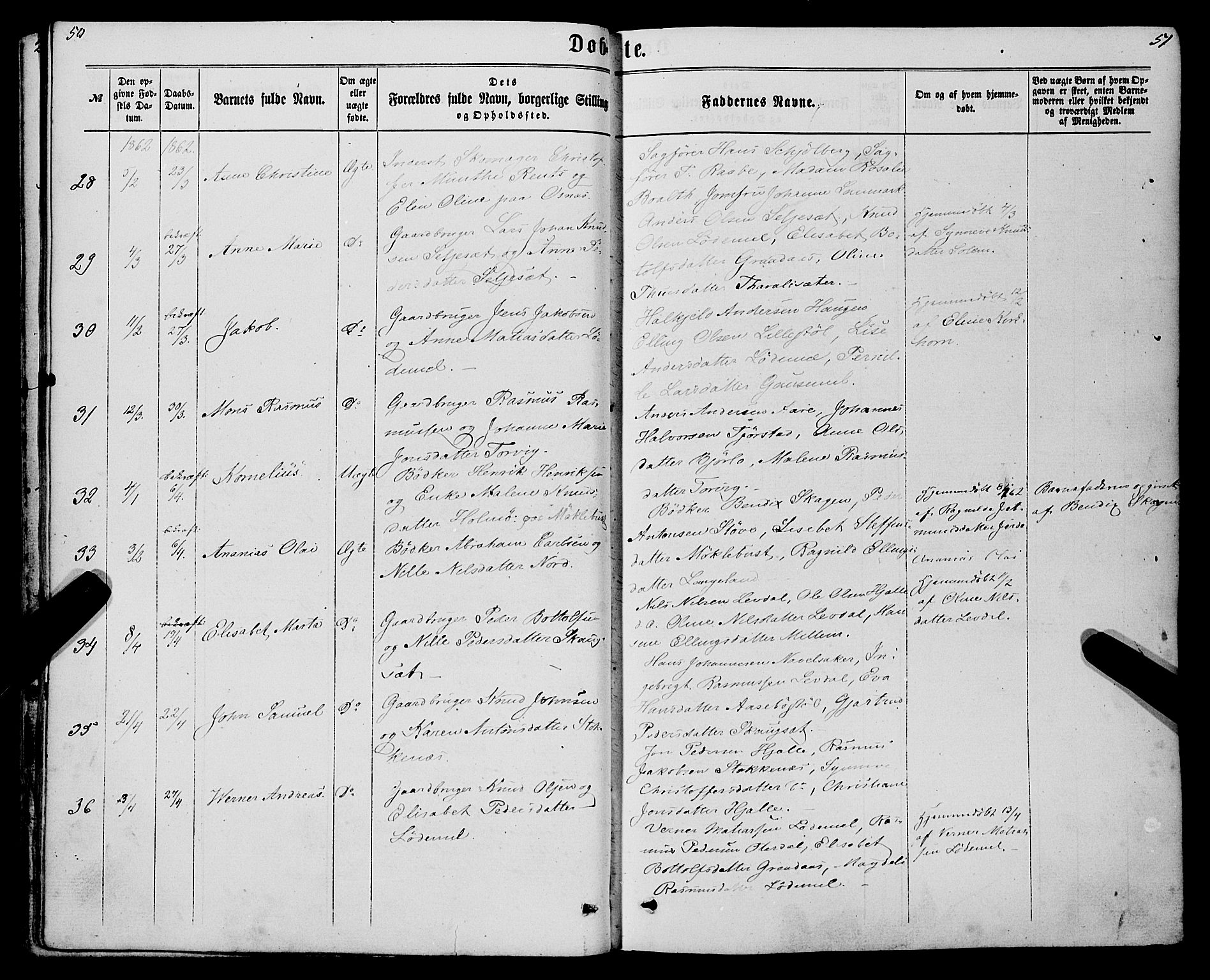 Eid sokneprestembete, AV/SAB-A-82301/H/Haa/Haaa/L0009: Parish register (official) no. A 9, 1861-1868, p. 50-51