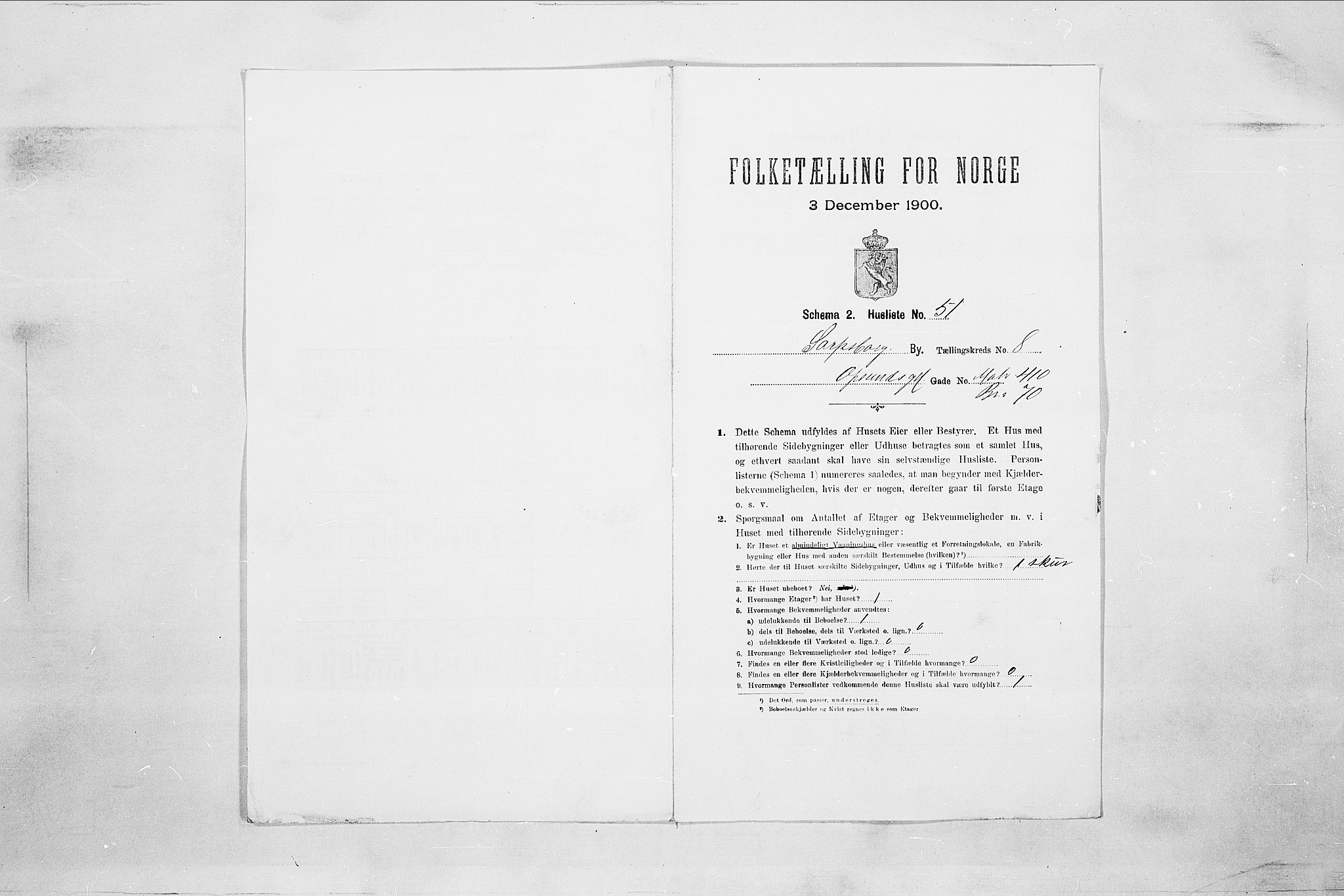 SAO, 1900 census for Sarpsborg, 1900