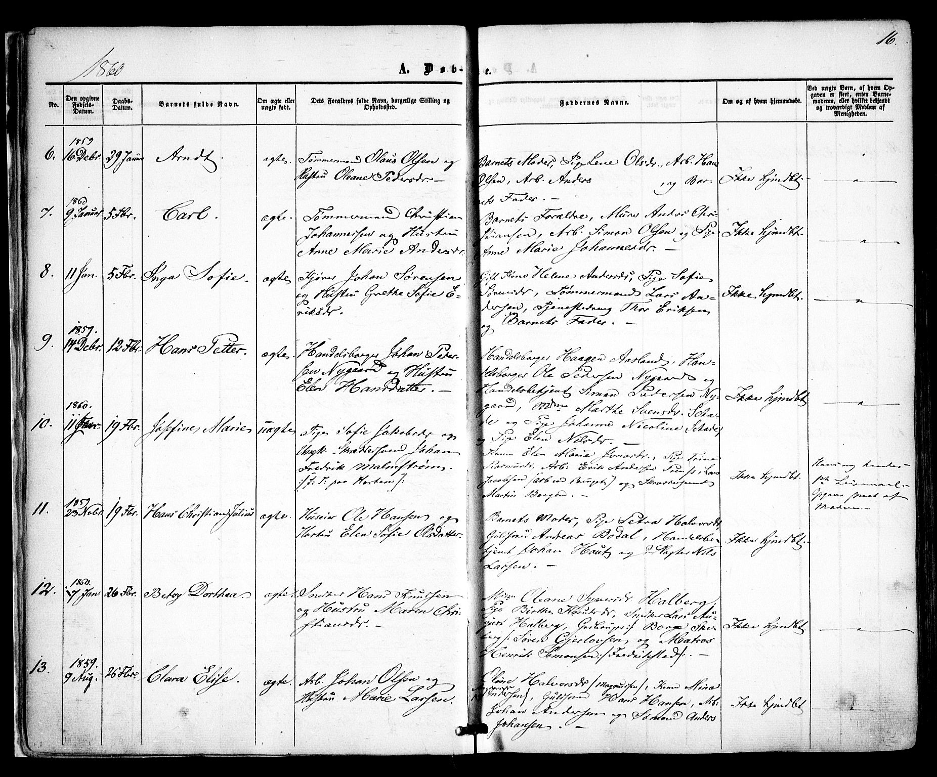 Sarpsborg prestekontor Kirkebøker, AV/SAO-A-2006/F/Fa/L0001: Parish register (official) no. 1, 1859-1868, p. 16