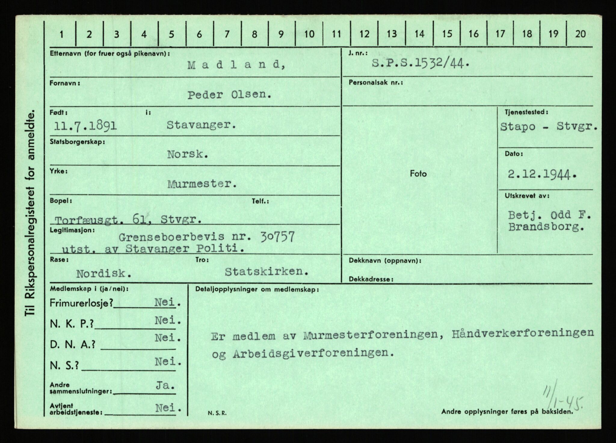 Statspolitiet - Hovedkontoret / Osloavdelingen, AV/RA-S-1329/C/Ca/L0010: Lind - Moksnes, 1943-1945, p. 2337