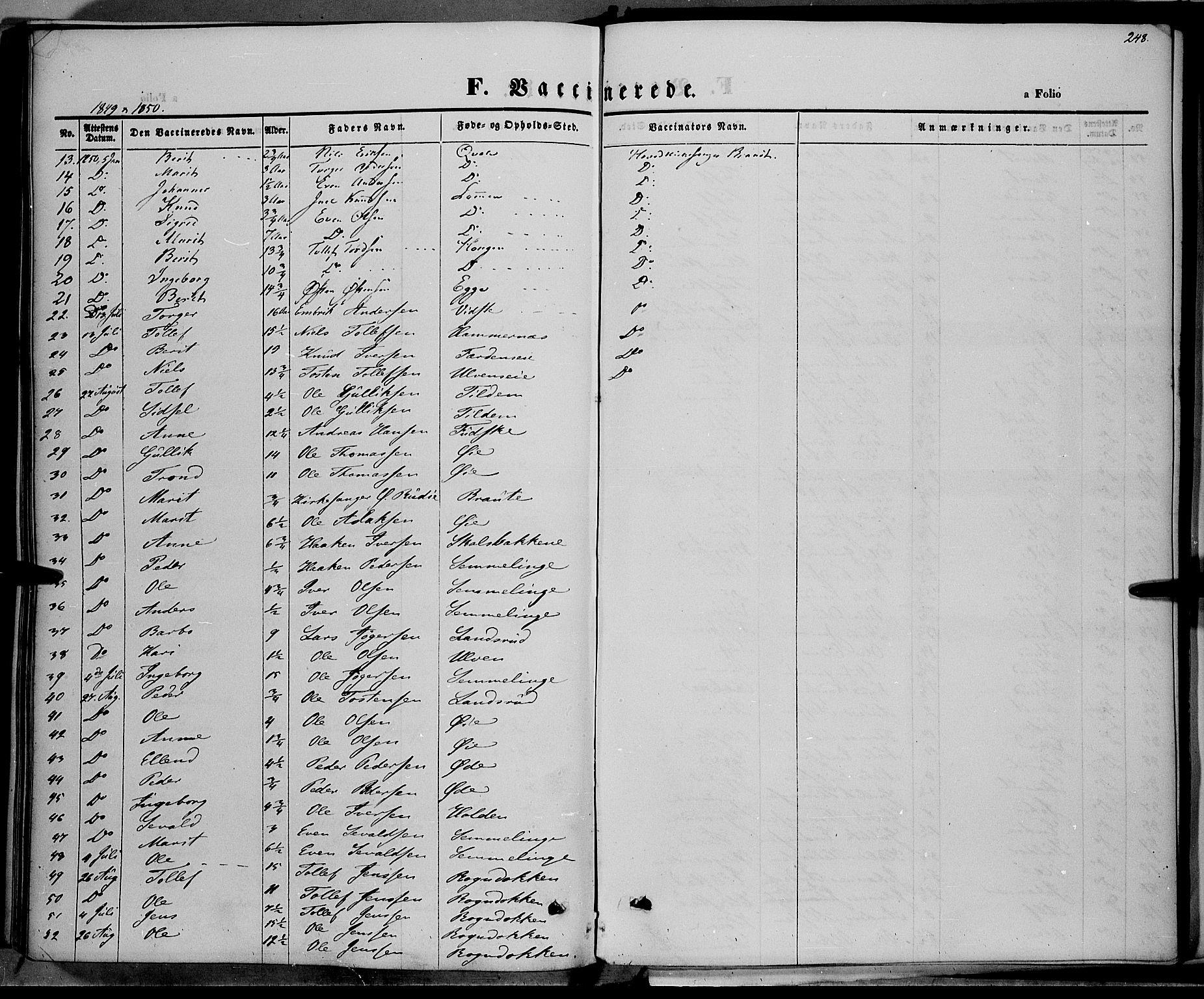 Vestre Slidre prestekontor, AV/SAH-PREST-136/H/Ha/Haa/L0001: Parish register (official) no. 1, 1844-1855, p. 248