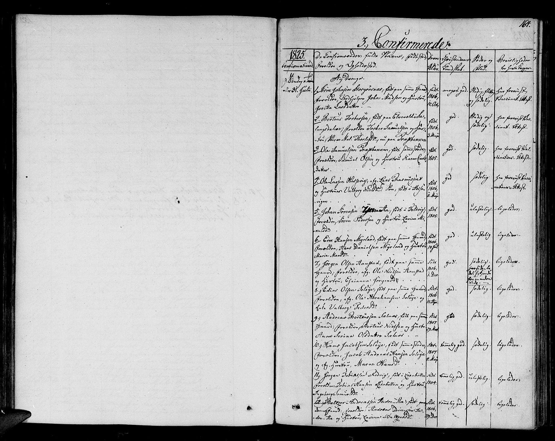 Ibestad sokneprestembete, SATØ/S-0077/H/Ha/Haa/L0005kirke: Parish register (official) no. 5, 1825-1836, p. 164