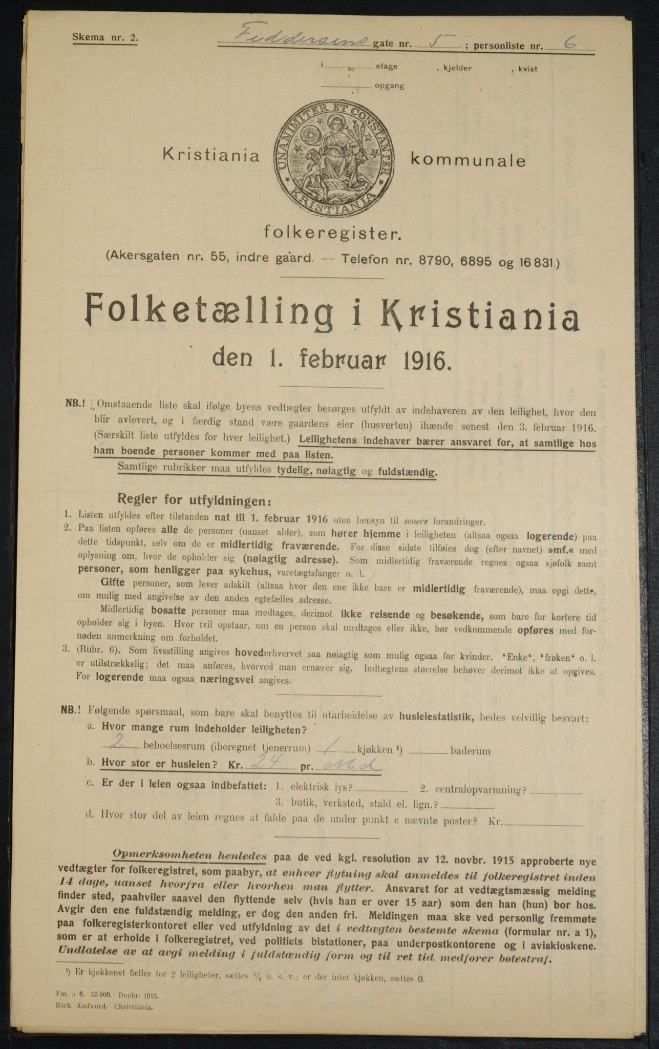 OBA, Municipal Census 1916 for Kristiania, 1916, p. 24437