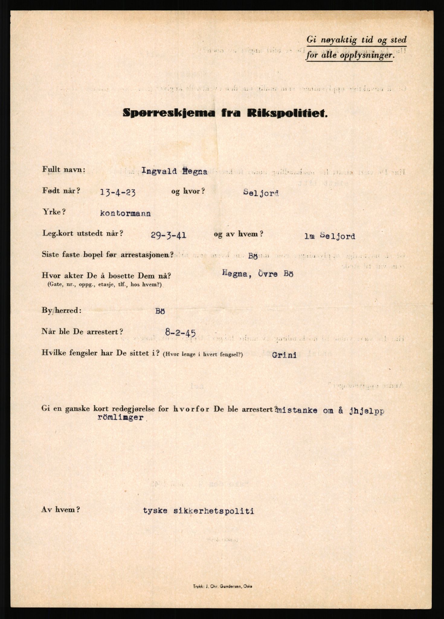 Rikspolitisjefen, AV/RA-S-1560/L/L0006: Hansen, Adolf Boye - Hemstad, Gunnar, 1940-1945, p. 957