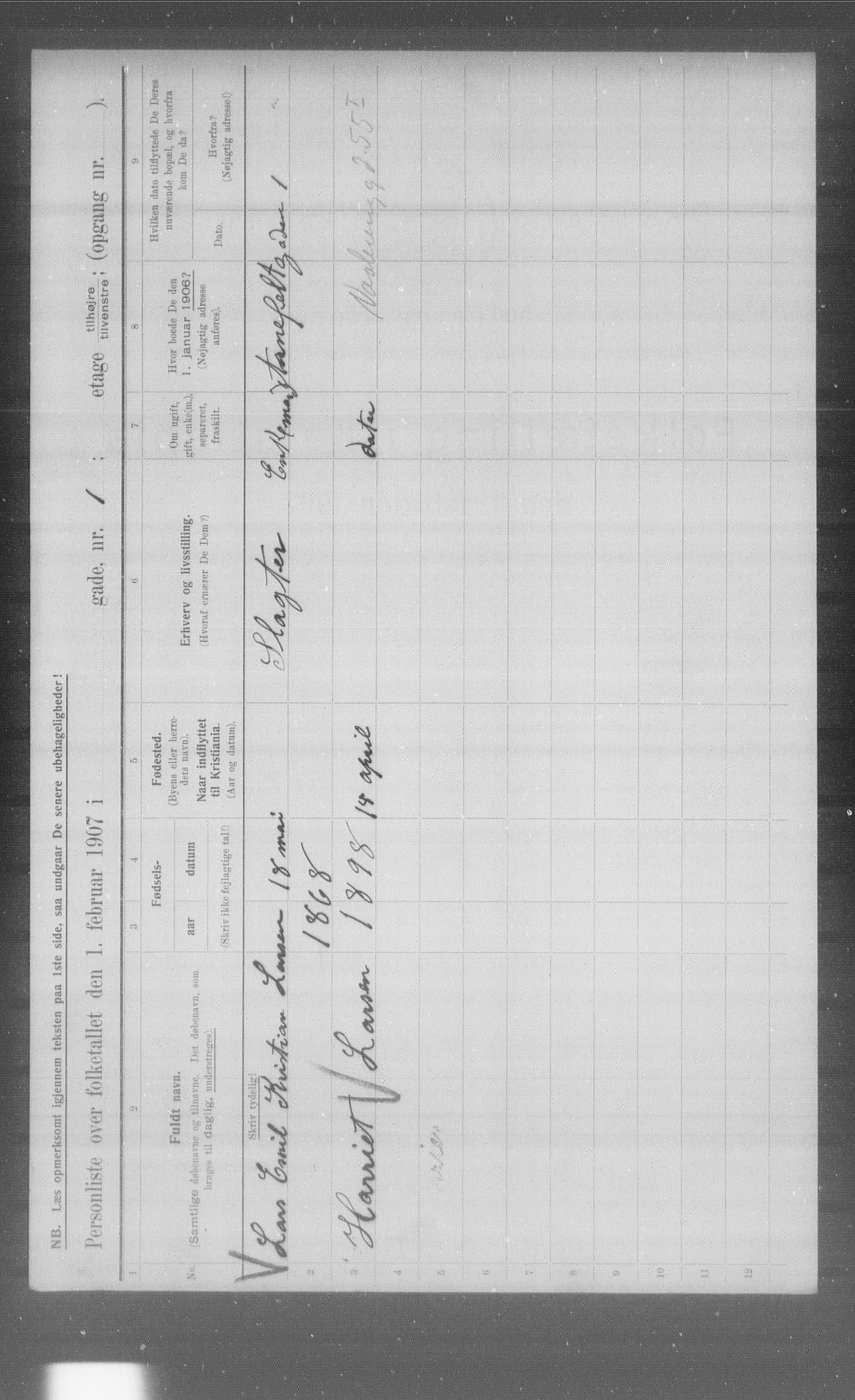 OBA, Municipal Census 1907 for Kristiania, 1907, p. 614