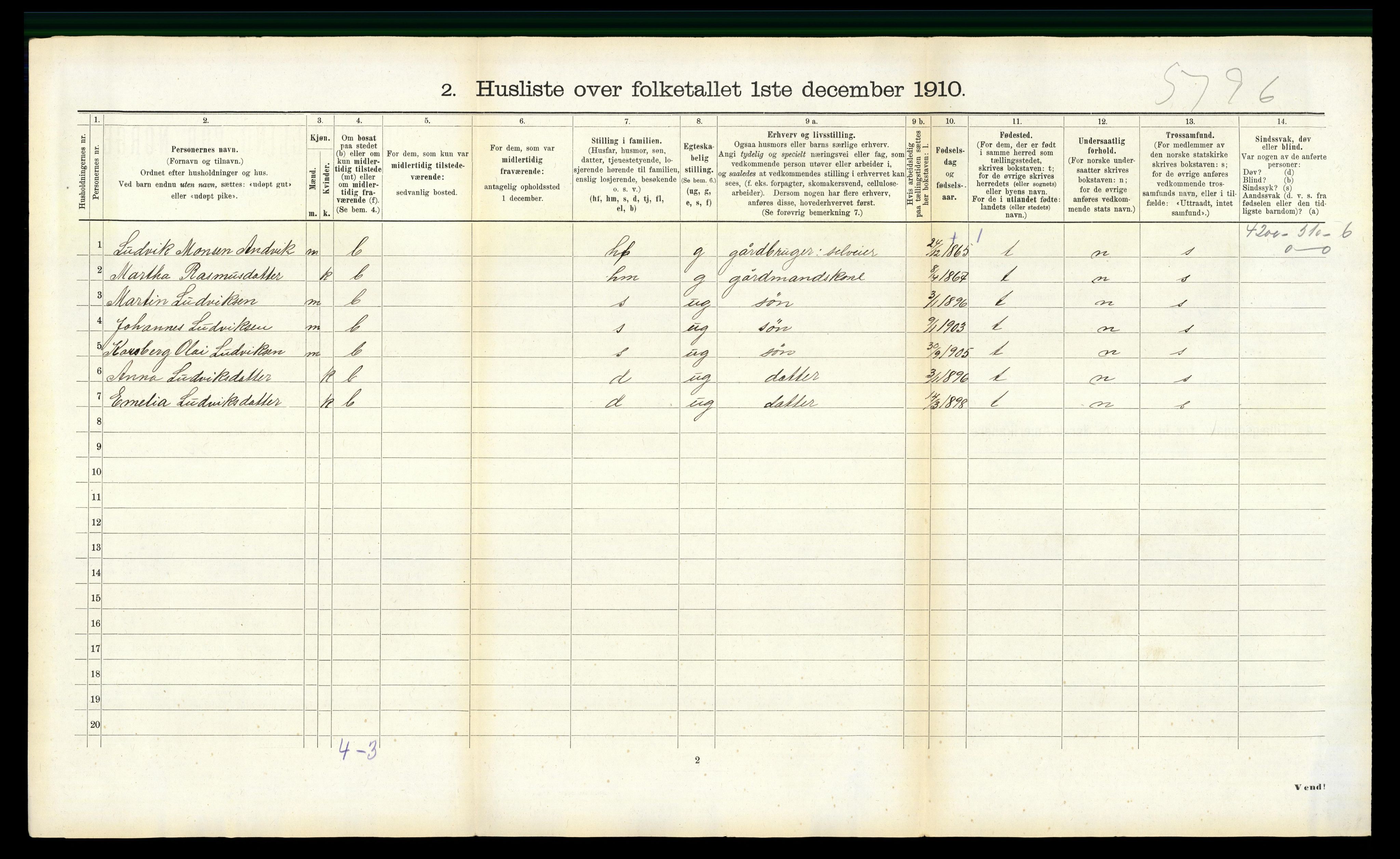 RA, 1910 census for Masfjorden, 1910, p. 377