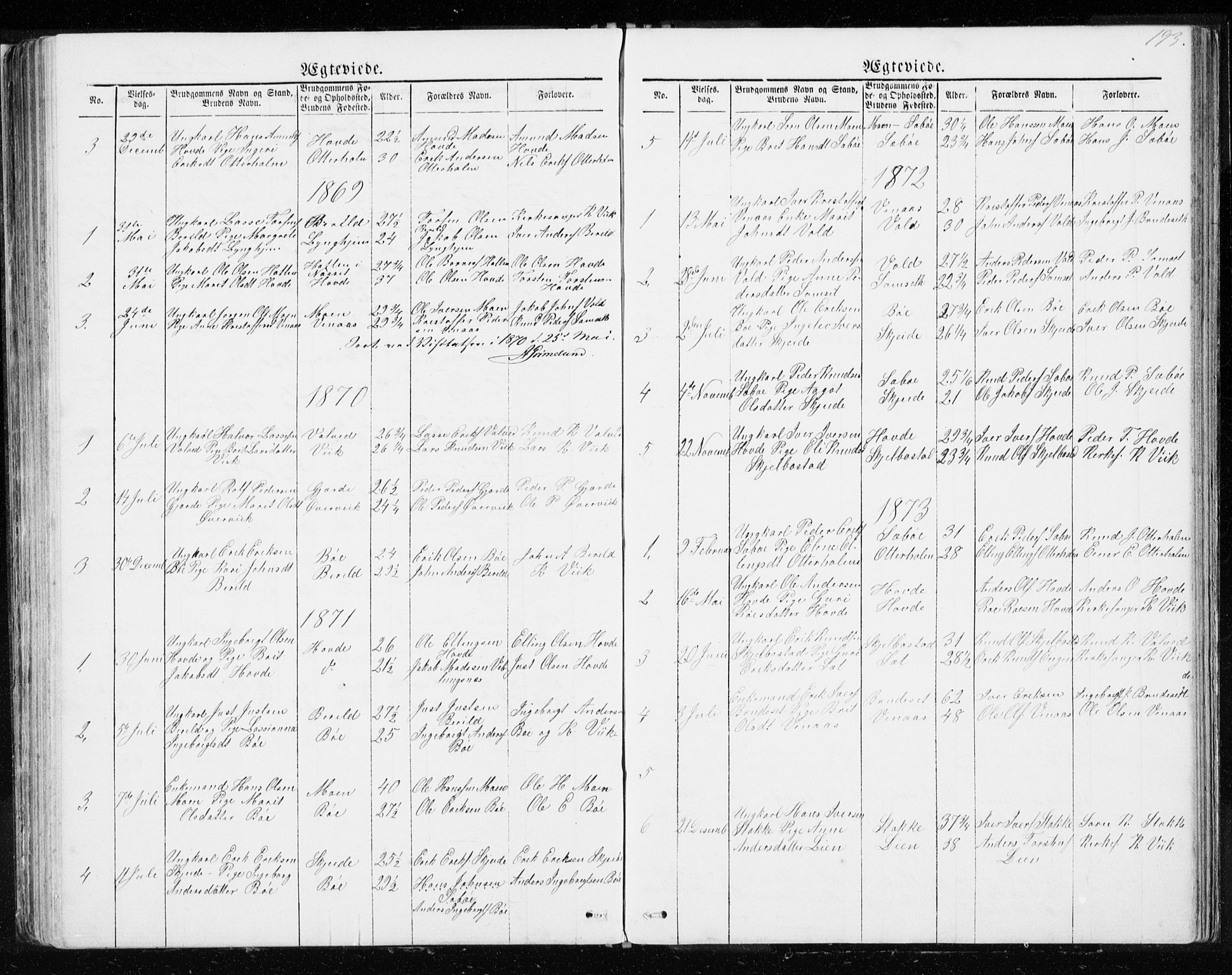 Ministerialprotokoller, klokkerbøker og fødselsregistre - Møre og Romsdal, SAT/A-1454/543/L0564: Parish register (copy) no. 543C02, 1867-1915, p. 193