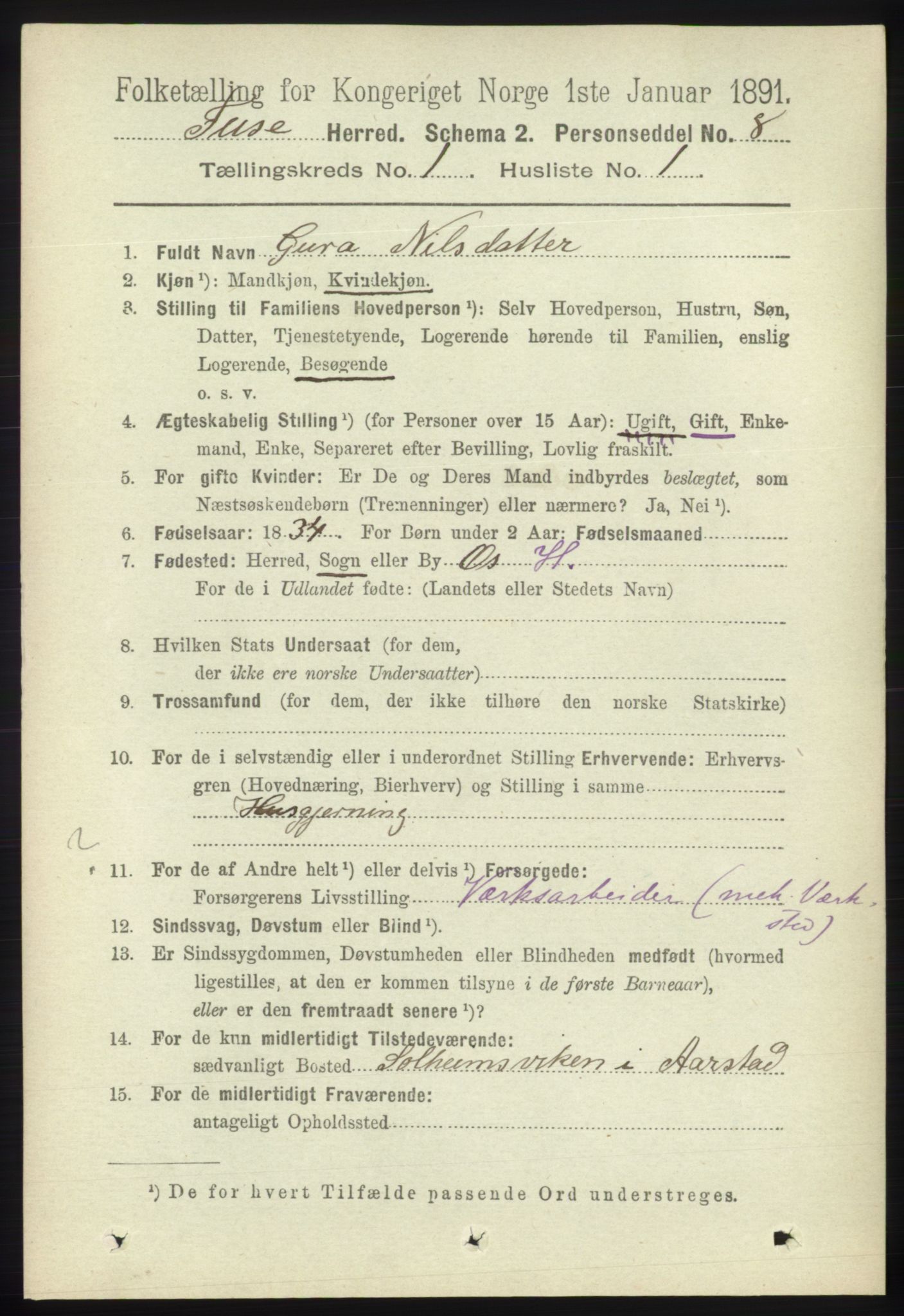 RA, 1891 census for 1241 Fusa, 1891, p. 79