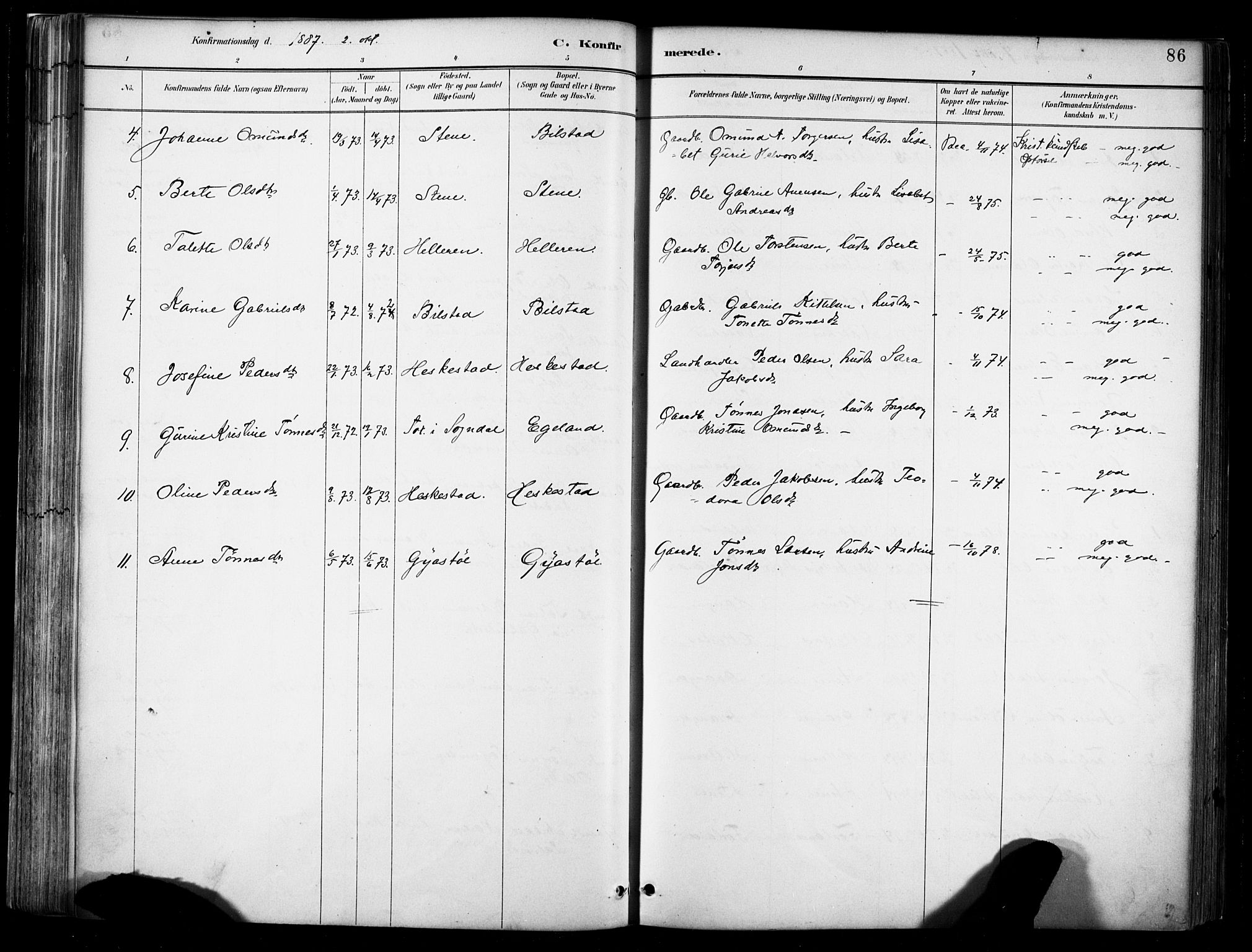 Lund sokneprestkontor, AV/SAST-A-101809/S06/L0012: Parish register (official) no. A 11, 1887-1921, p. 86