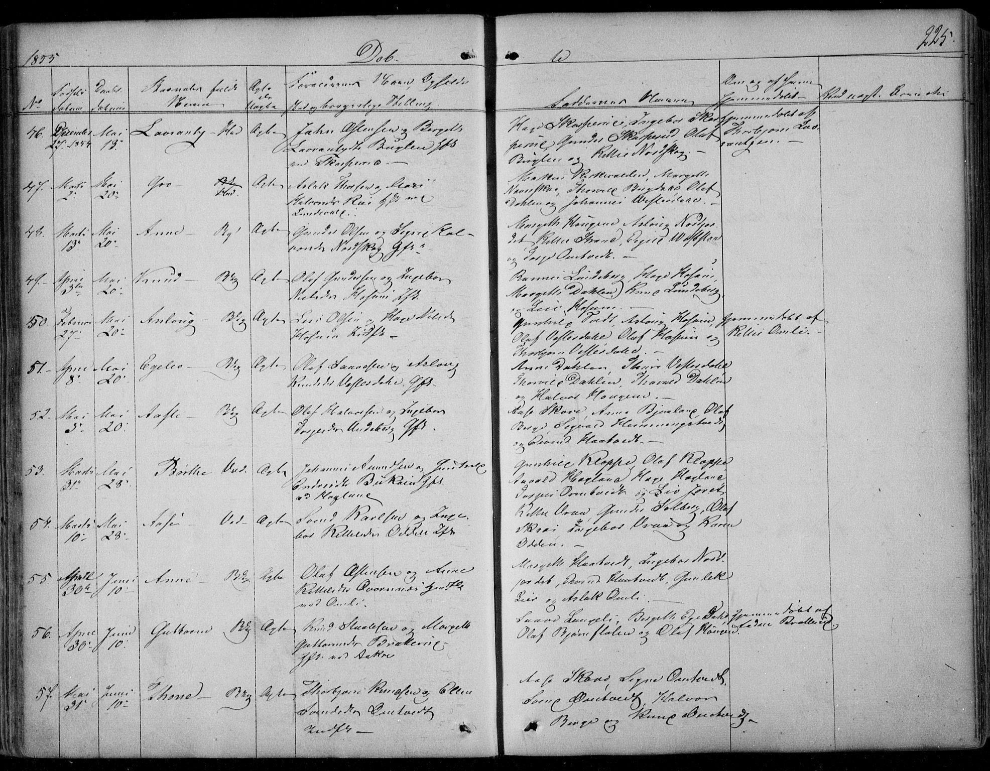 Kviteseid kirkebøker, SAKO/A-276/F/Fa/L0006: Parish register (official) no. I 6, 1836-1858, p. 225