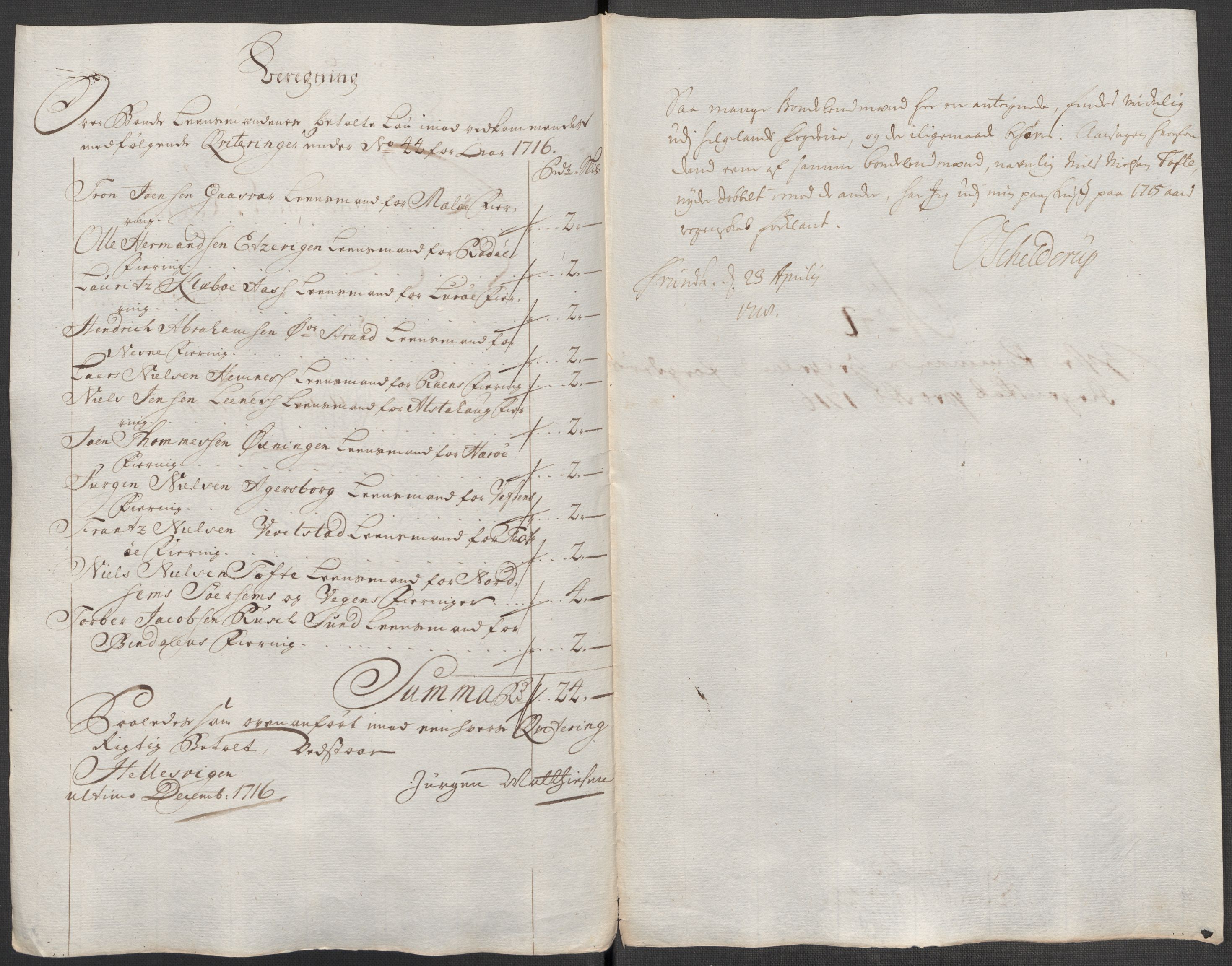 Rentekammeret inntil 1814, Reviderte regnskaper, Fogderegnskap, RA/EA-4092/R65/L4514: Fogderegnskap Helgeland, 1716, p. 292