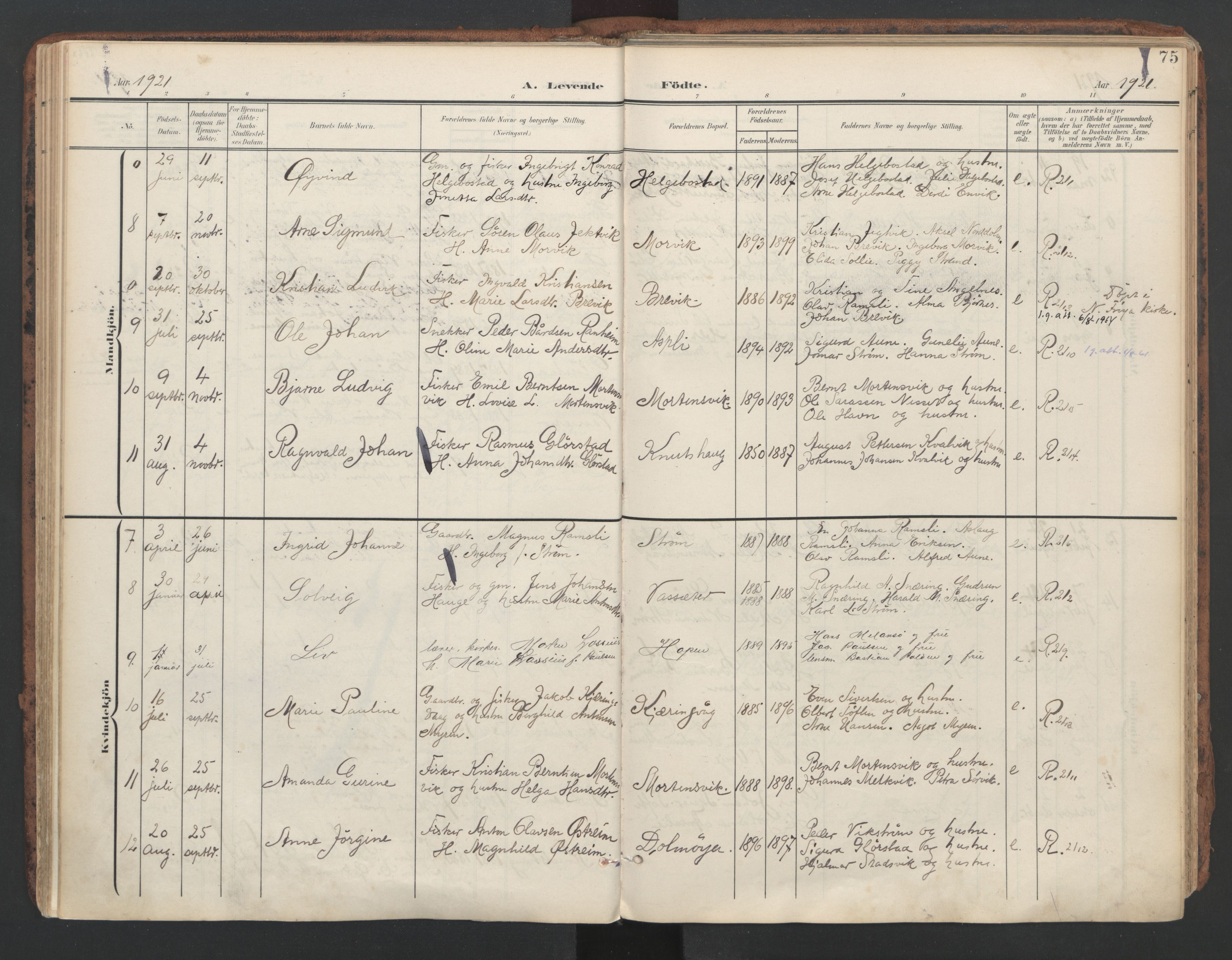 Ministerialprotokoller, klokkerbøker og fødselsregistre - Sør-Trøndelag, AV/SAT-A-1456/634/L0537: Parish register (official) no. 634A13, 1896-1922, p. 75