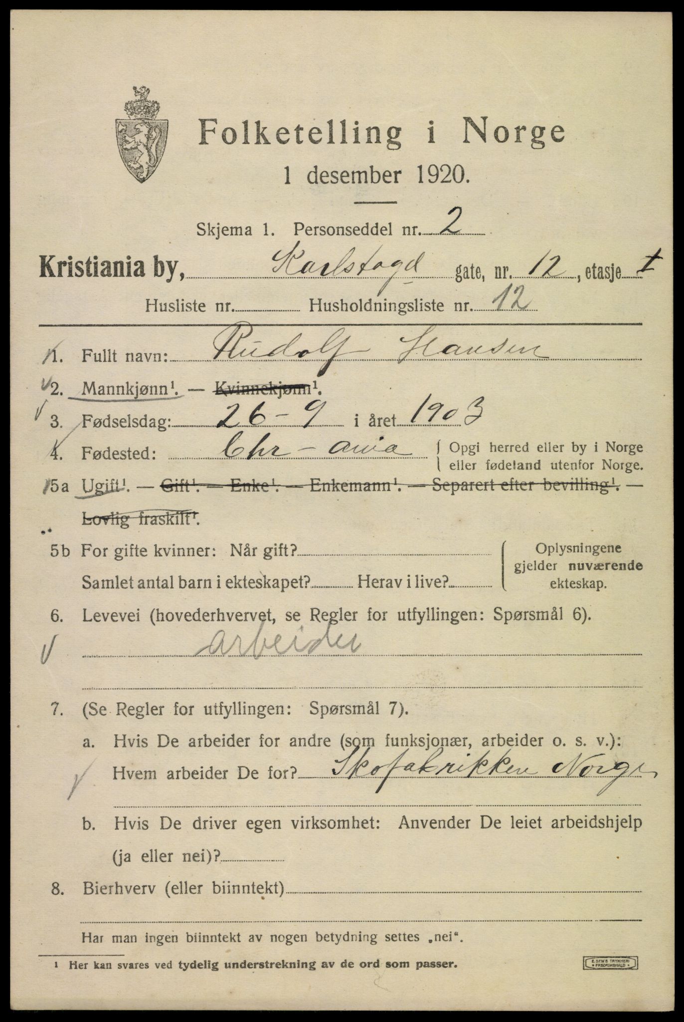 SAO, 1920 census for Kristiania, 1920, p. 330679