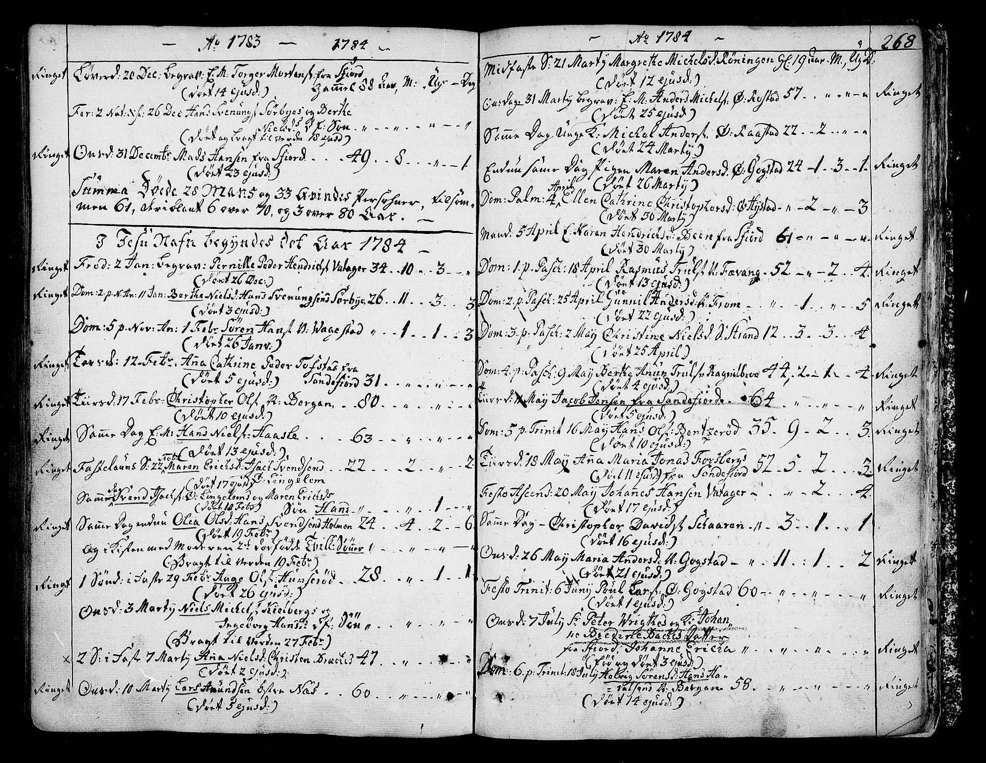 Sandar kirkebøker, AV/SAKO-A-243/F/Fa/L0002: Parish register (official) no. 2, 1733-1788, p. 268