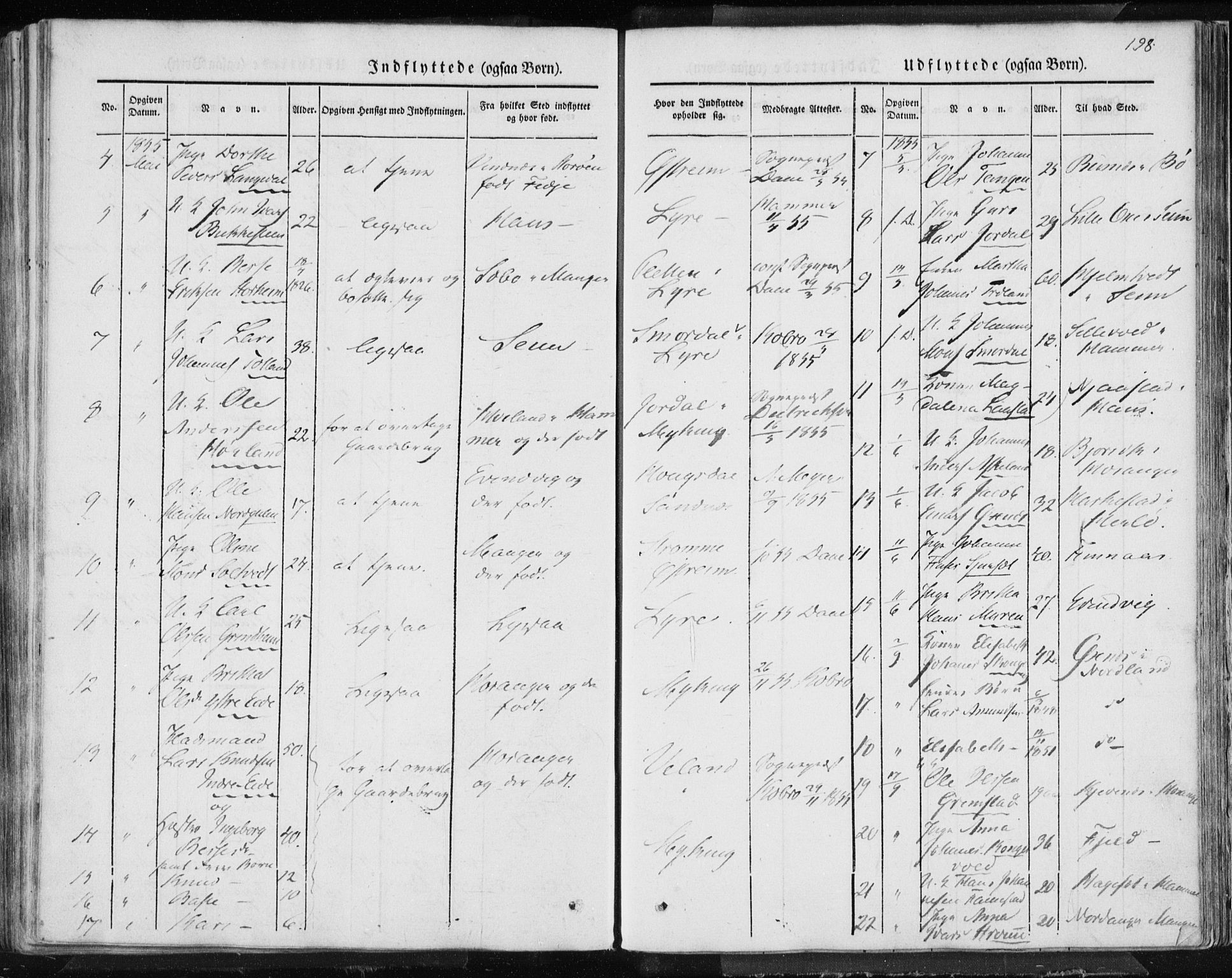 Lindås Sokneprestembete, AV/SAB-A-76701/H/Haa/Haaa/L0010: Parish register (official) no. A 10, 1842-1862, p. 198