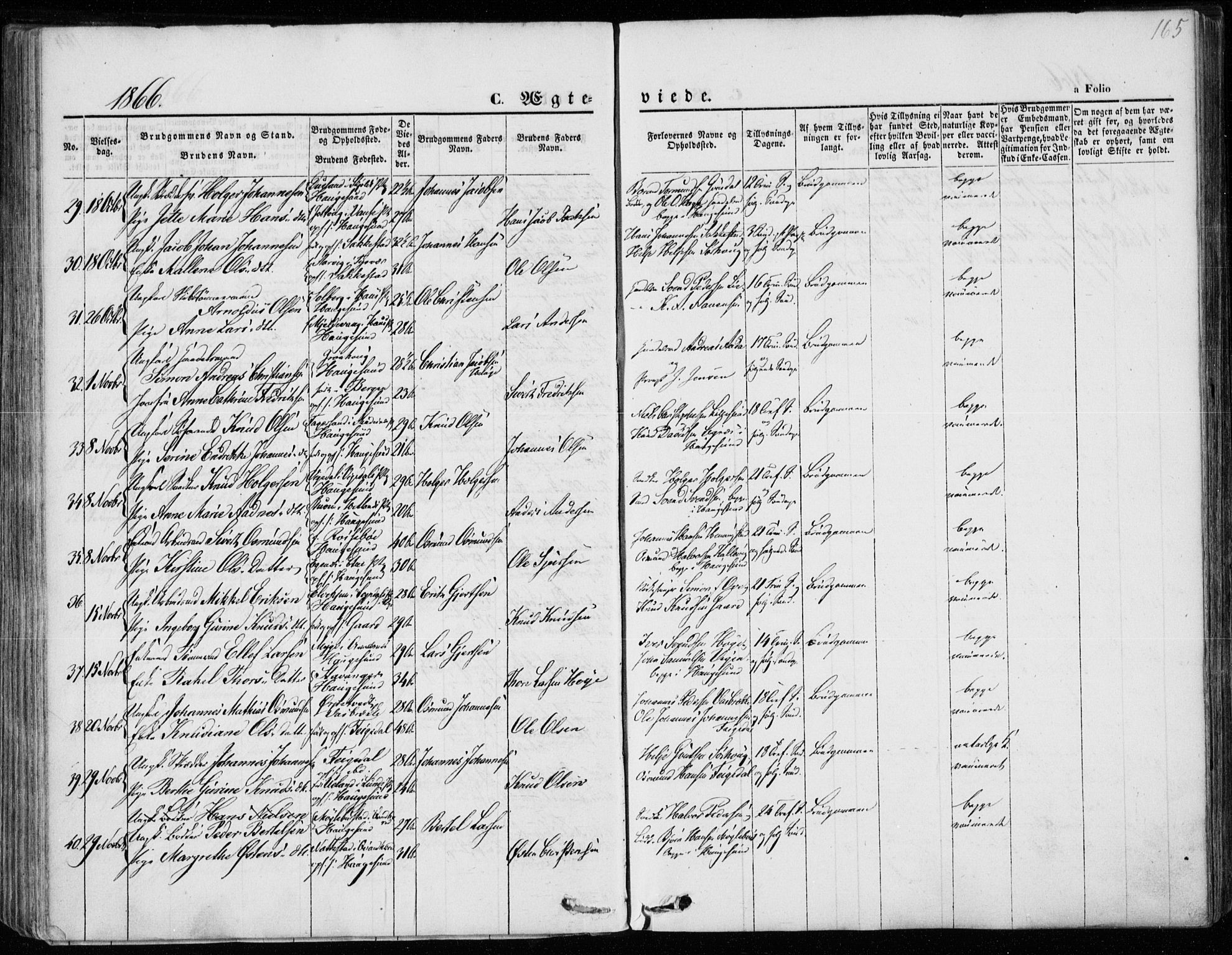 Torvastad sokneprestkontor, AV/SAST-A -101857/H/Ha/Haa/L0011: Parish register (official) no. A 11, 1857-1866, p. 165