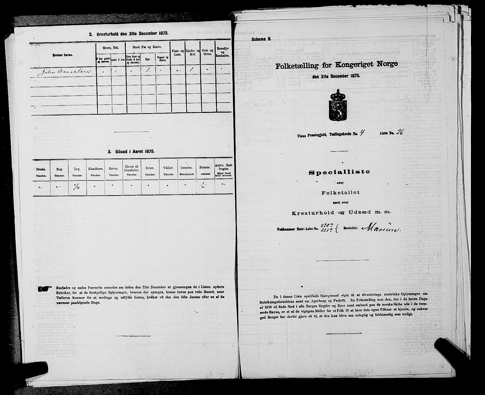 SAKO, 1875 census for 0826P Tinn, 1875, p. 510