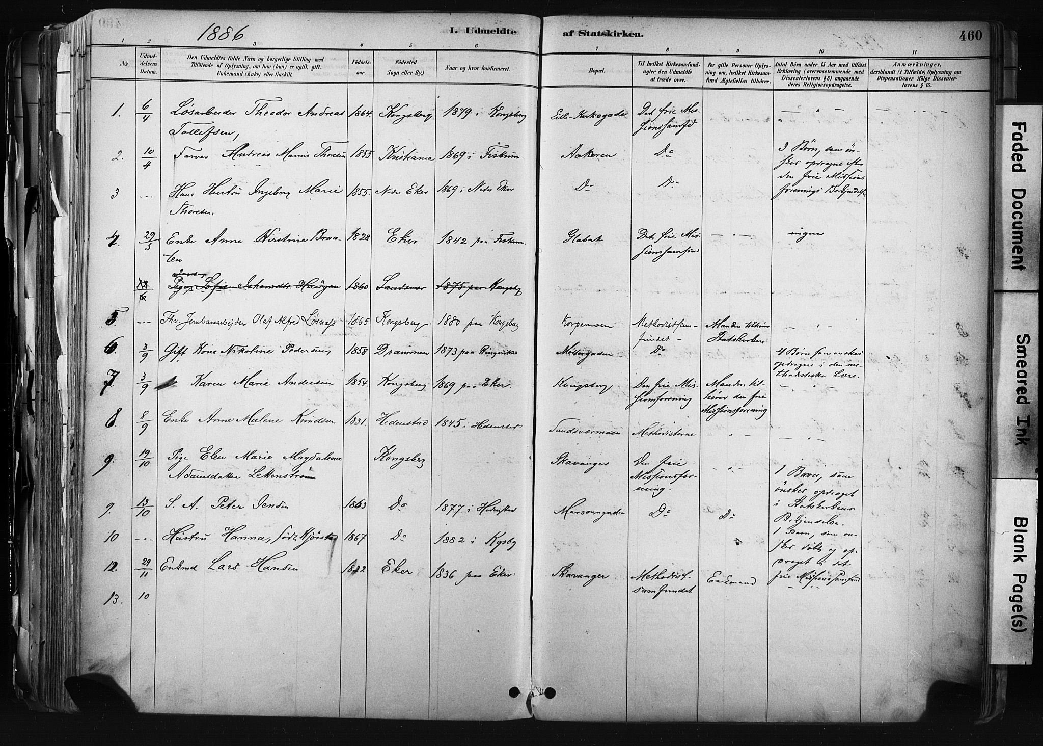 Kongsberg kirkebøker, SAKO/A-22/F/Fb/L0002: Parish register (official) no. II 2, 1886-1896, p. 460