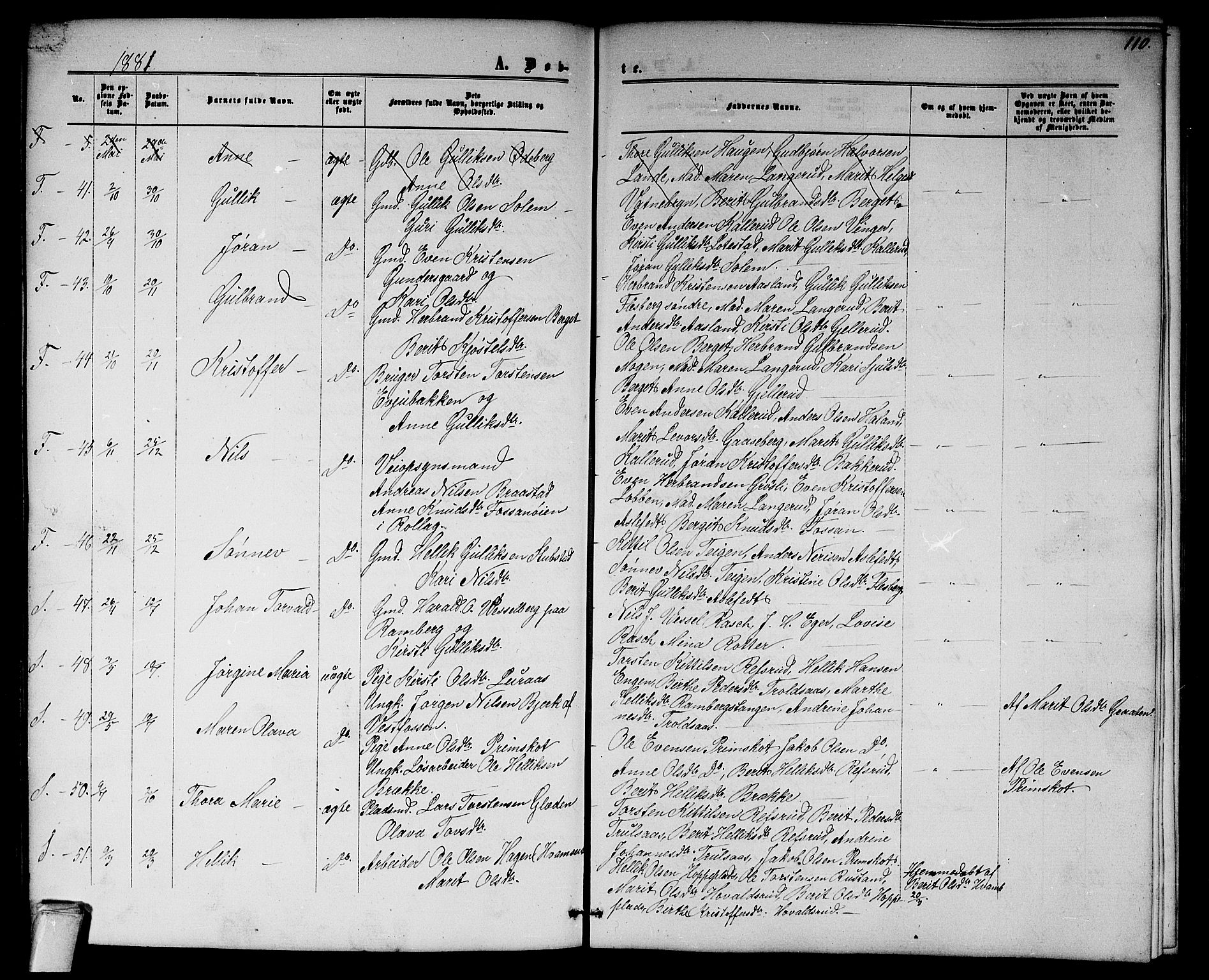 Flesberg kirkebøker, AV/SAKO-A-18/G/Ga/L0003: Parish register (copy) no. I 3, 1861-1889, p. 110