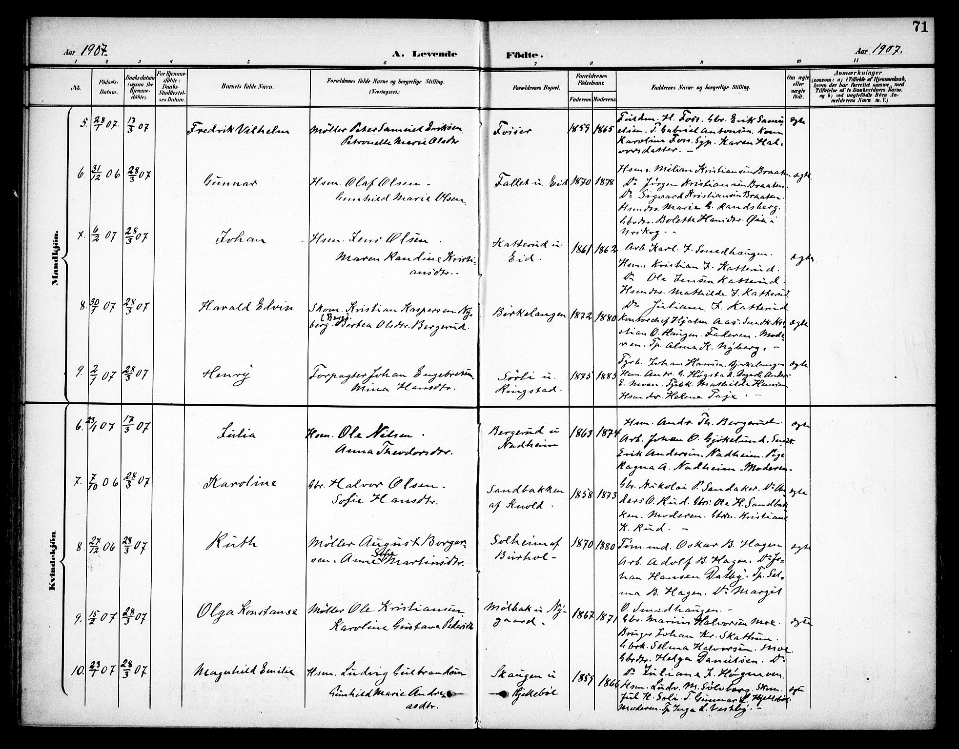 Høland prestekontor Kirkebøker, AV/SAO-A-10346a/F/Fa/L0015: Parish register (official) no. I 15, 1897-1912, p. 71